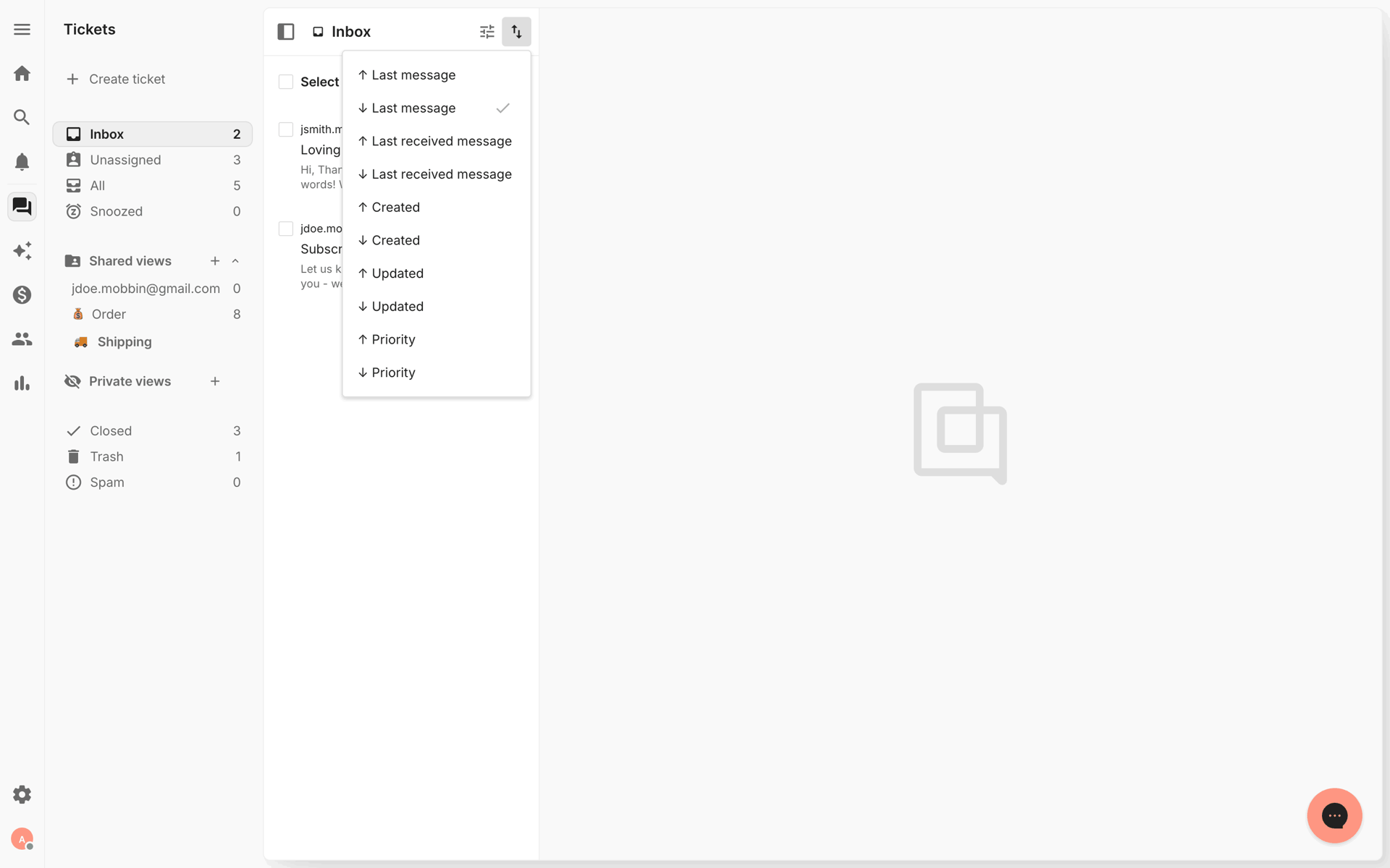 Gorgias Web Business interface screenshot 11