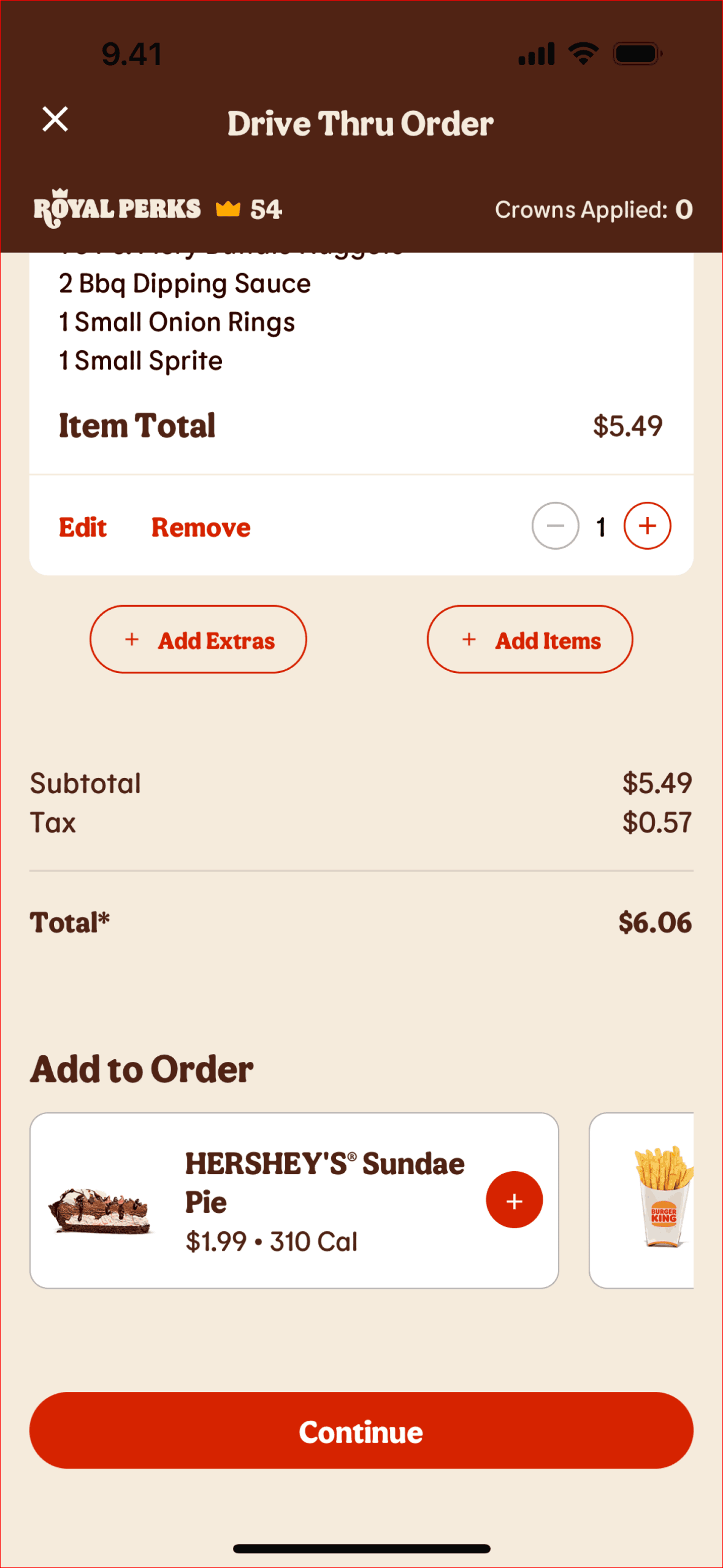 Burger King iOS Food & Drink interface screenshot 2