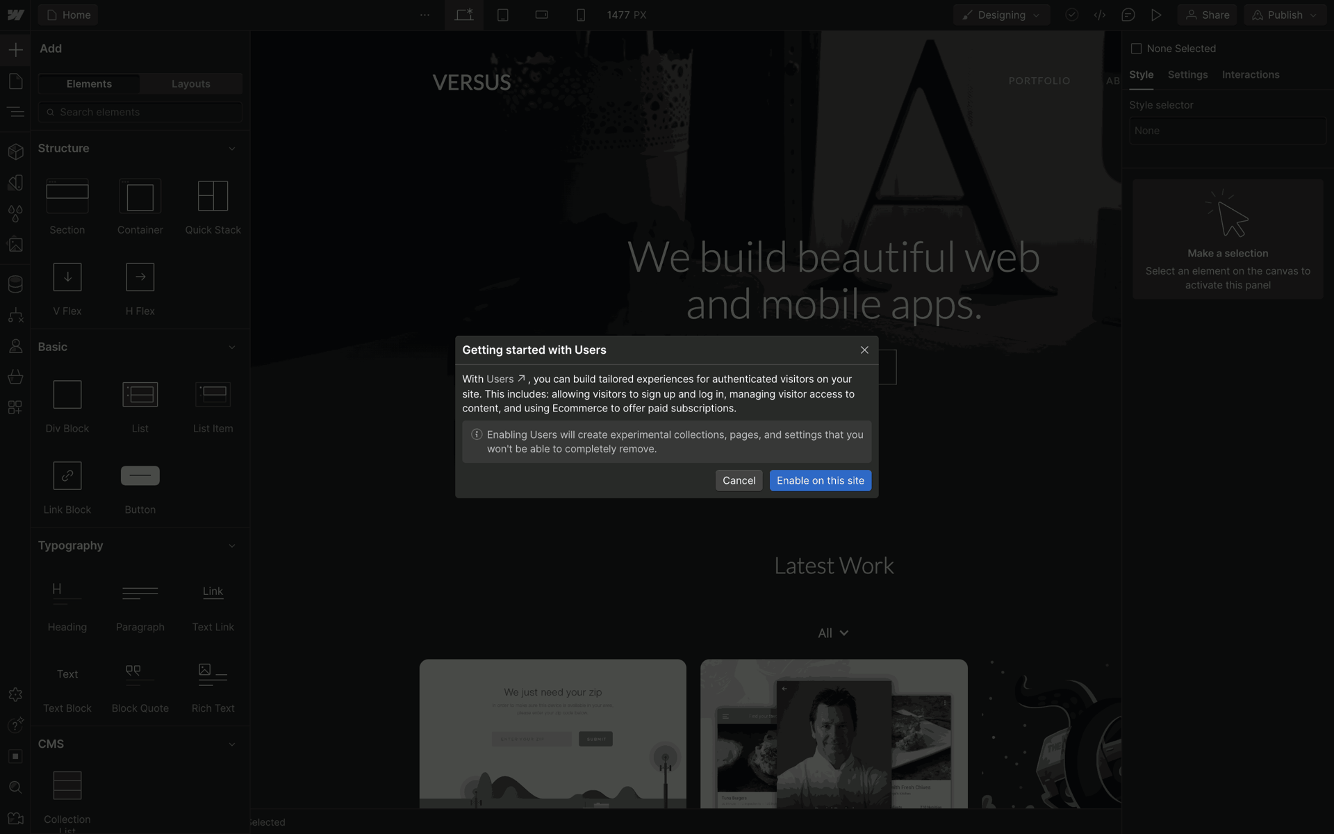 Webflow Web Productivity interface screenshot 23