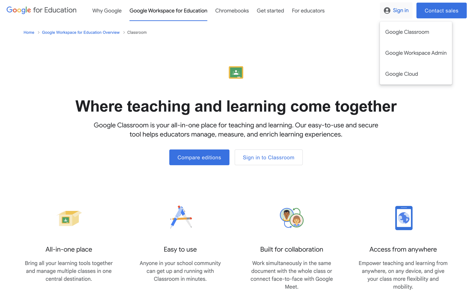 Google Classroom Web Collaboration interface screenshot 6