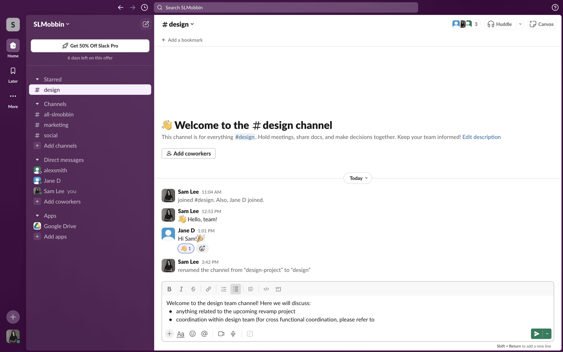 Slack Web Business interface screenshot 3