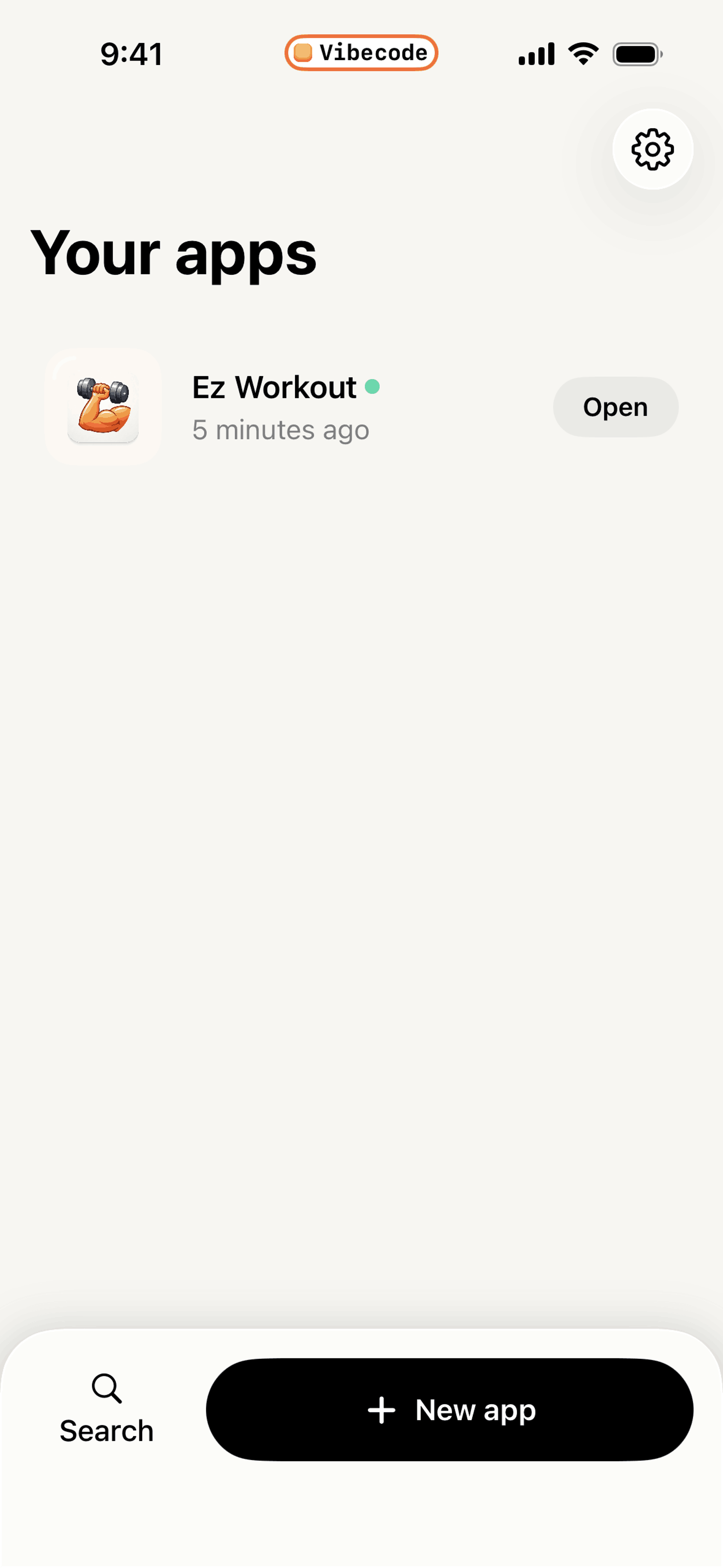 Vibecode iOS Developer Tools interface screenshot 1