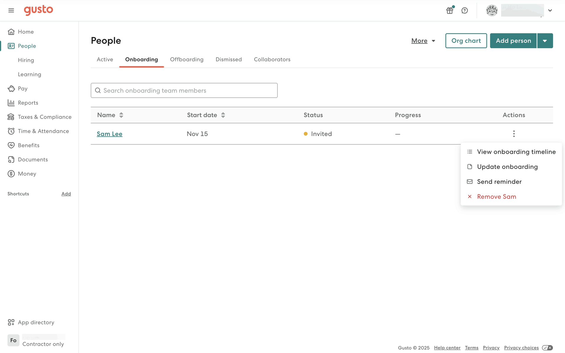 Gusto Web Finance interface screenshot 4