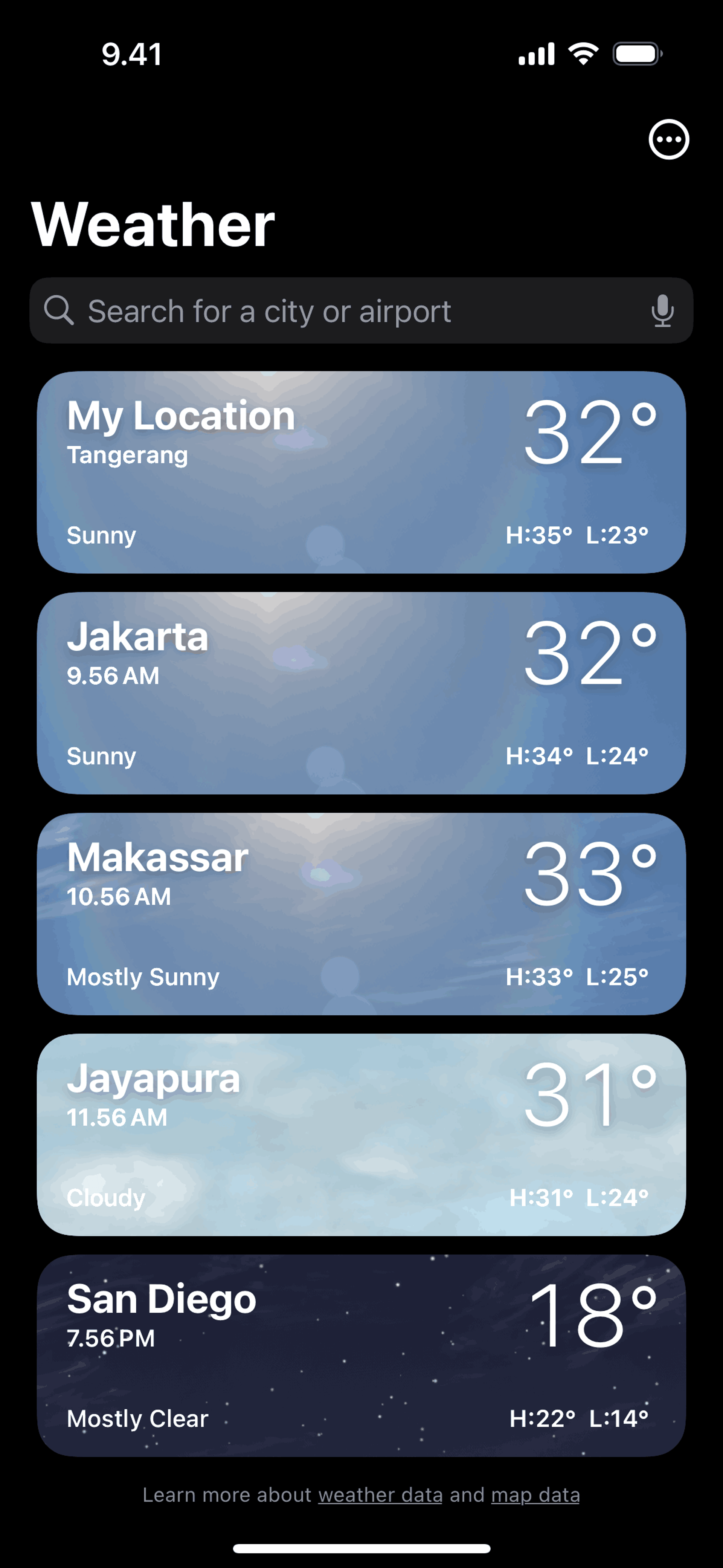 Weather iOS Lifestyle interface screenshot 1