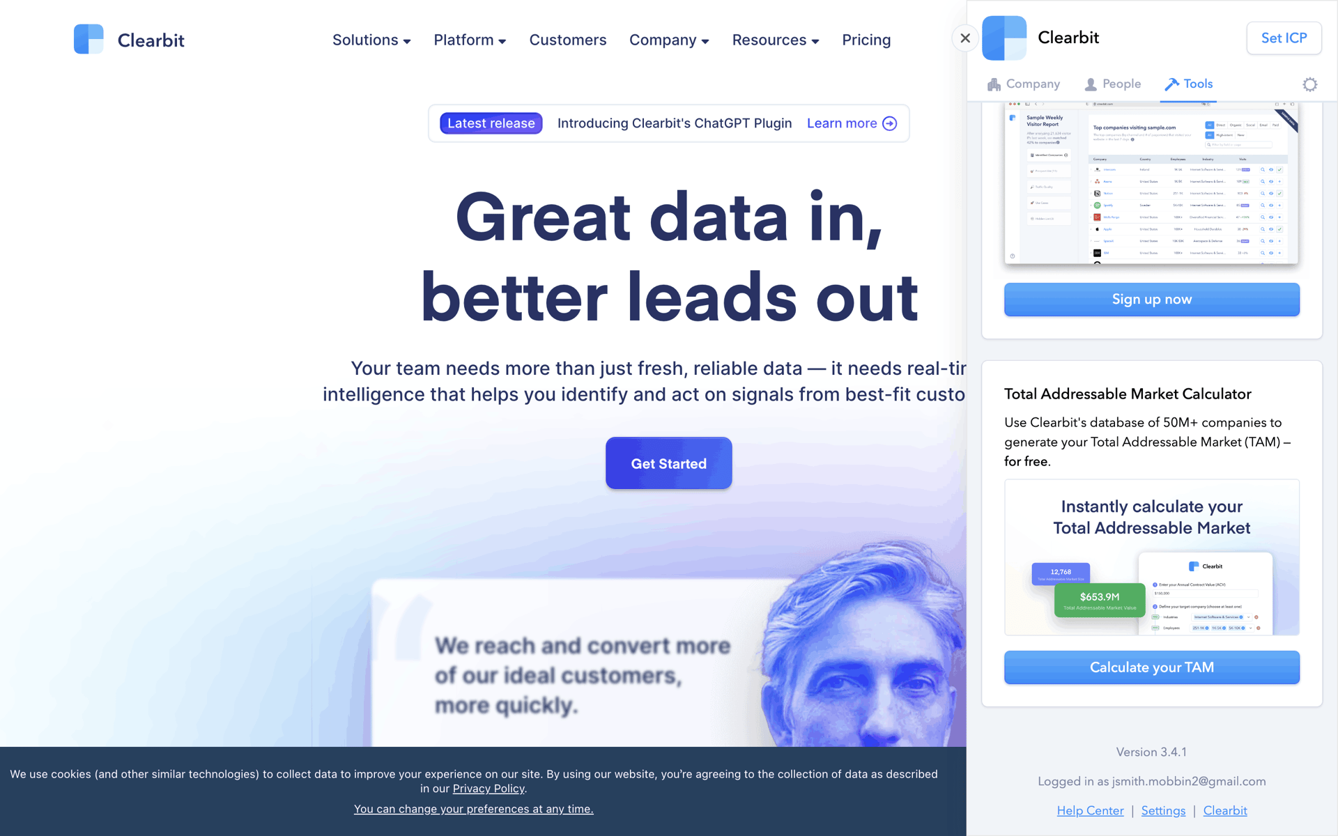 Clearbit Web Business interface screenshot 13