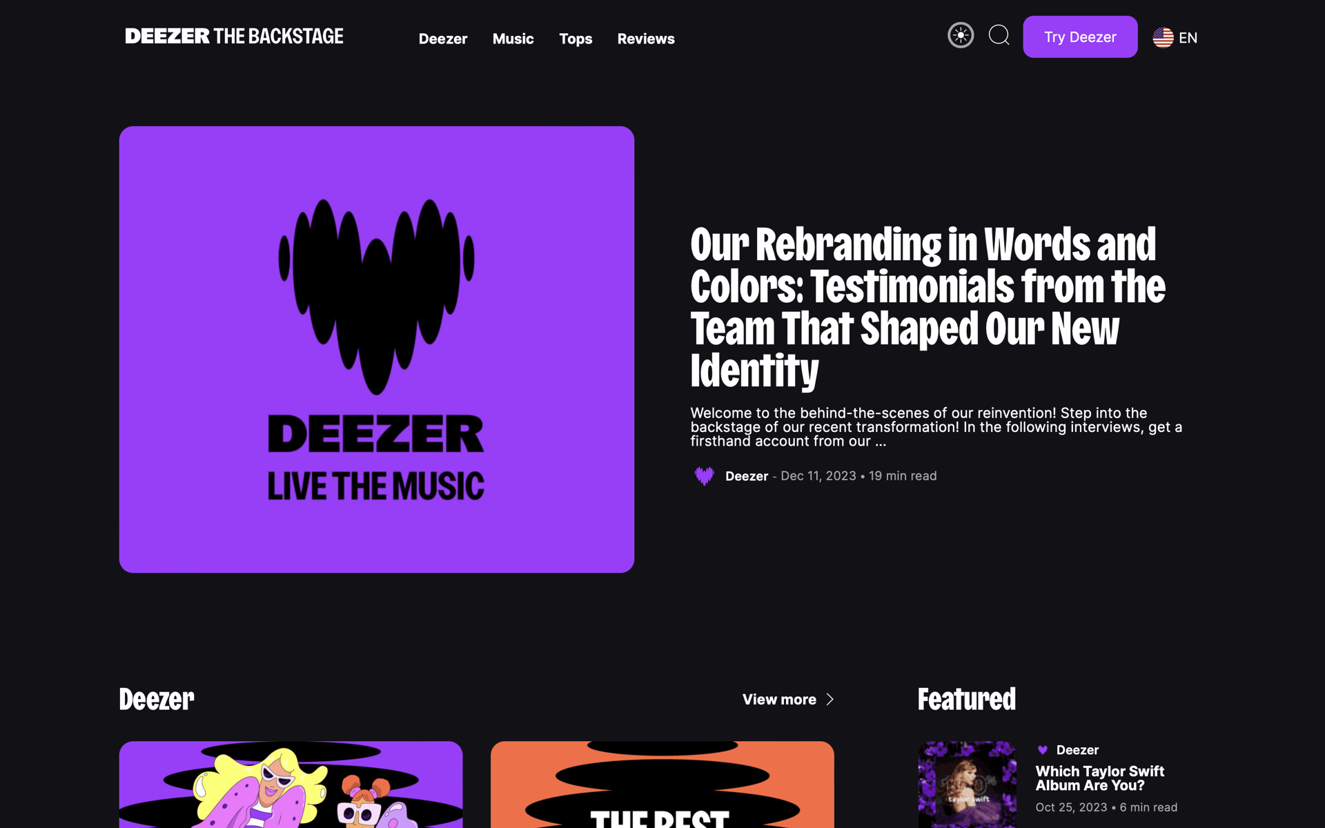 Deezer Web Entertainment interface screenshot 3