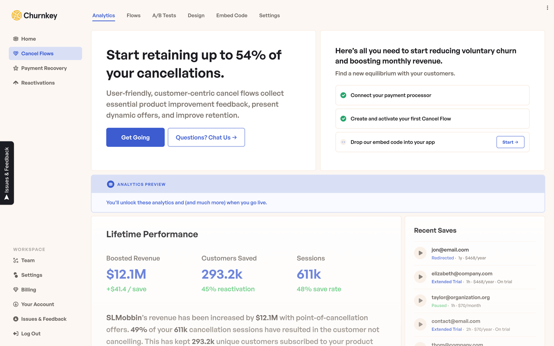 Churnkey Web Business interface screenshot 20