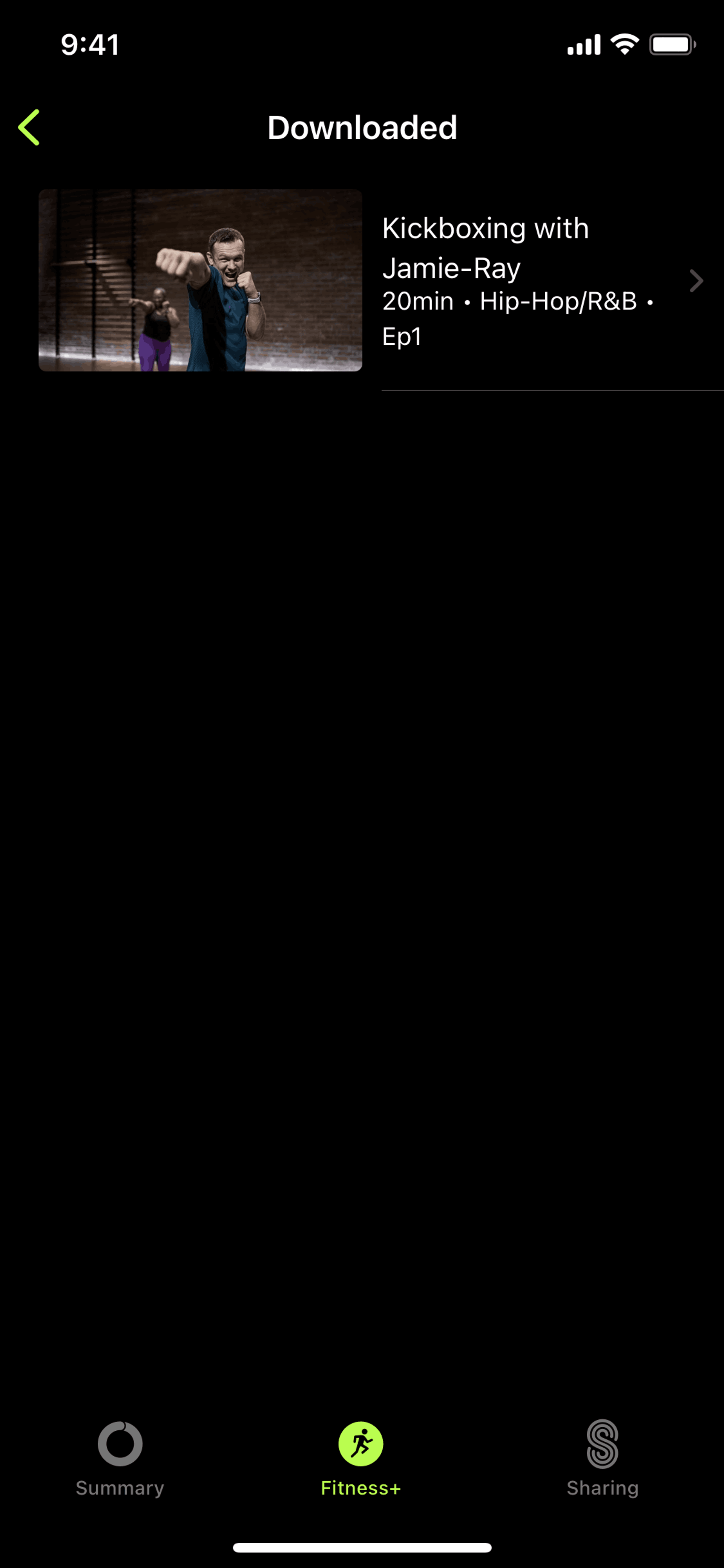 Downloaded on Apple Fitness (ios) screen 2