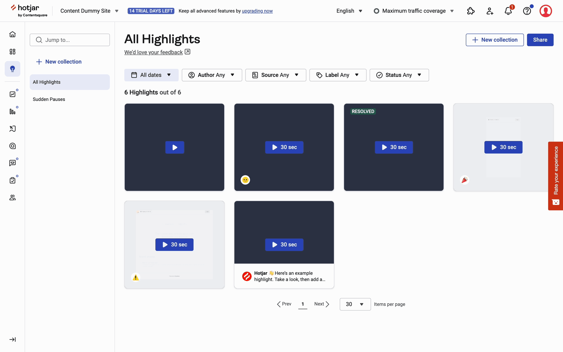 Hotjar Web Business interface screenshot 20