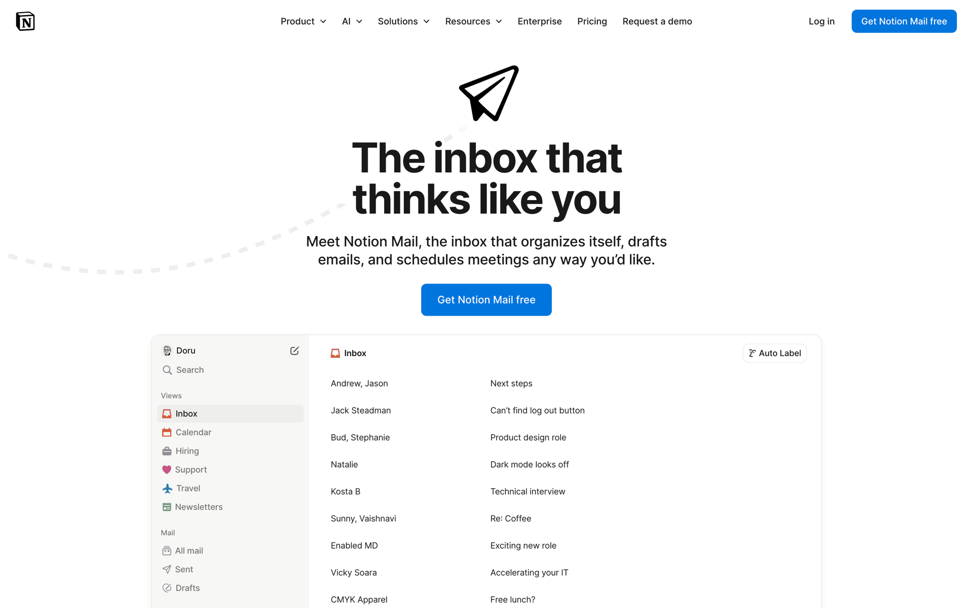 Notion Mail Web Productivity interface screenshot 1
