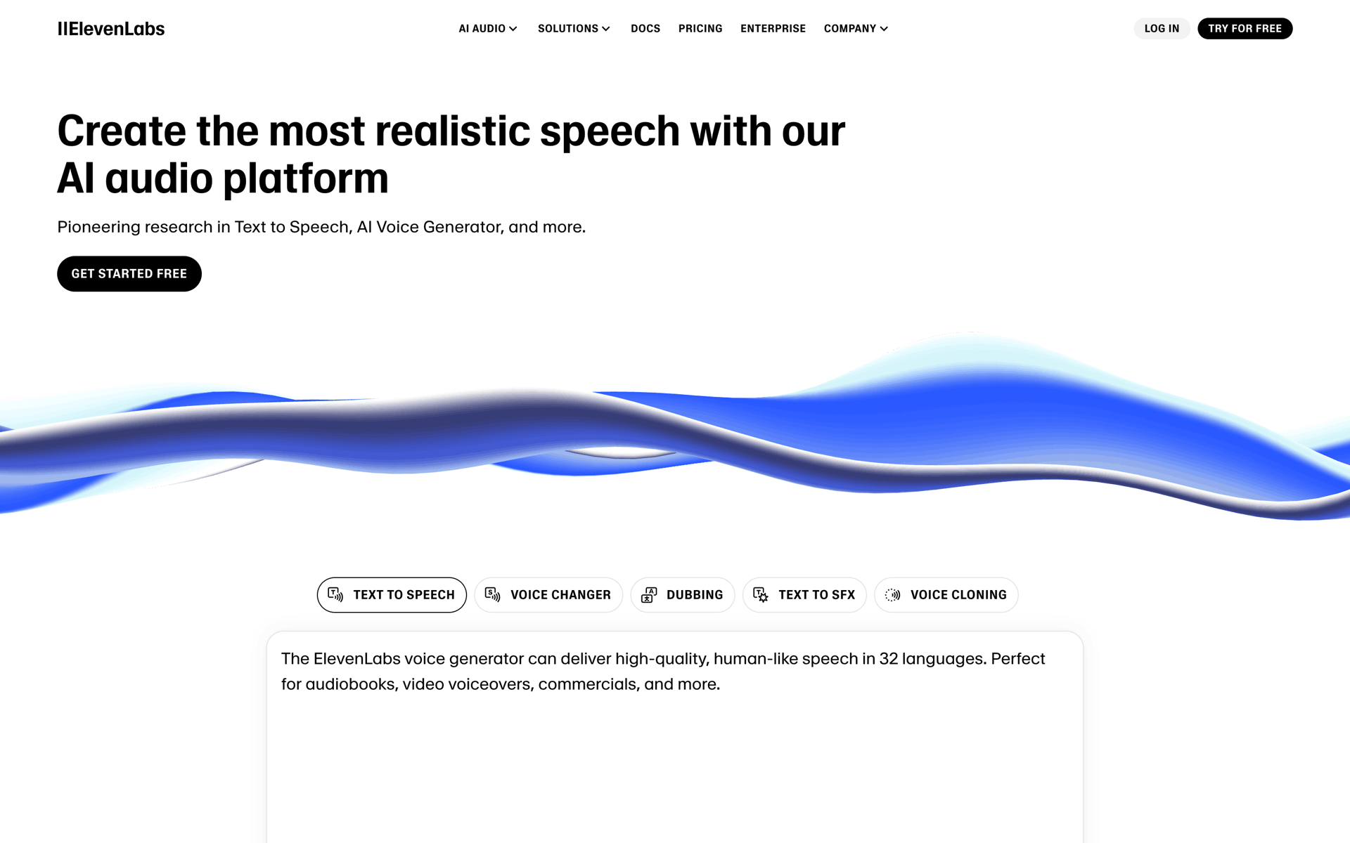 ElevenLabs Web AI interface screenshot 1
