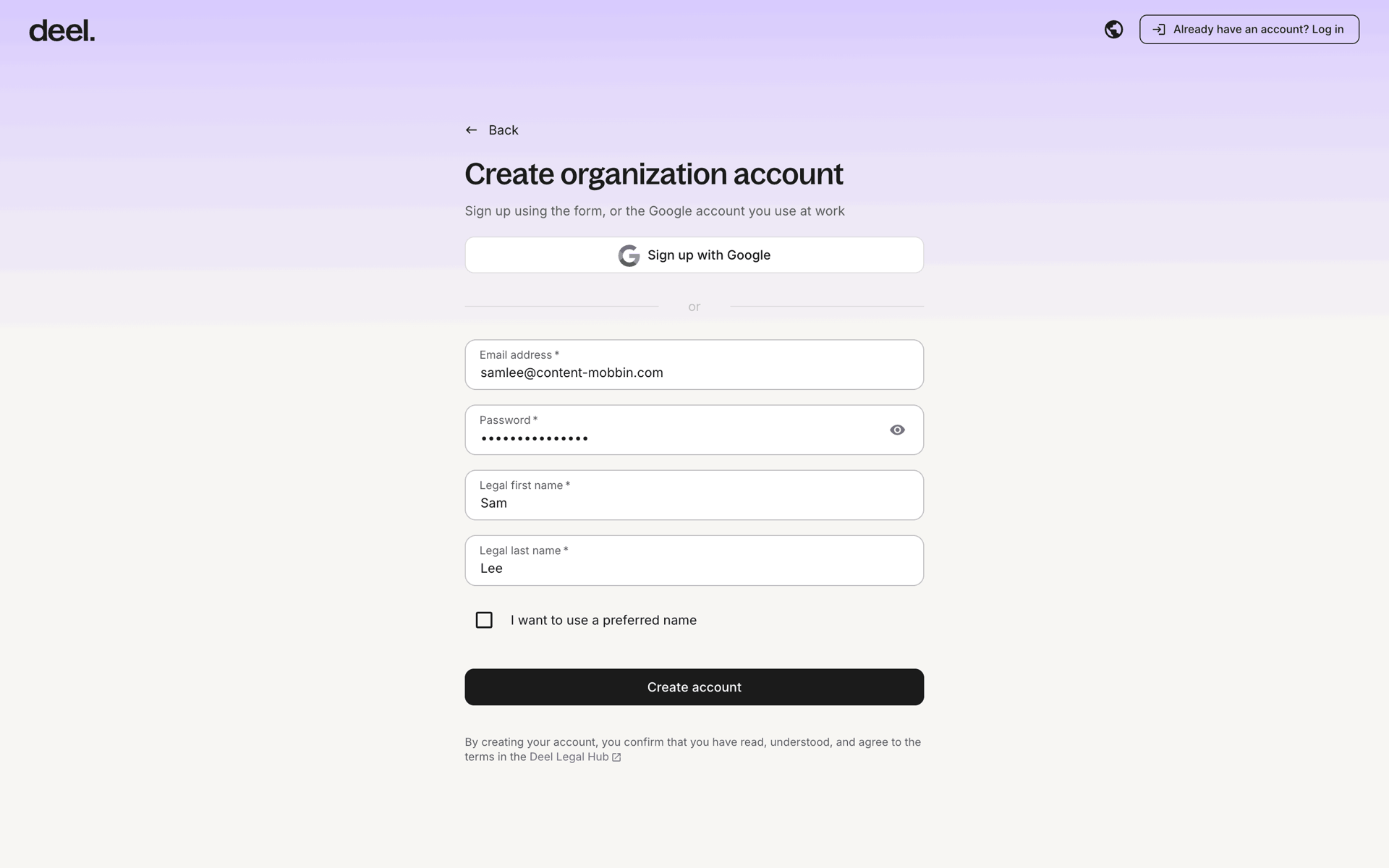 Onboarding on Deel (web) screen 7