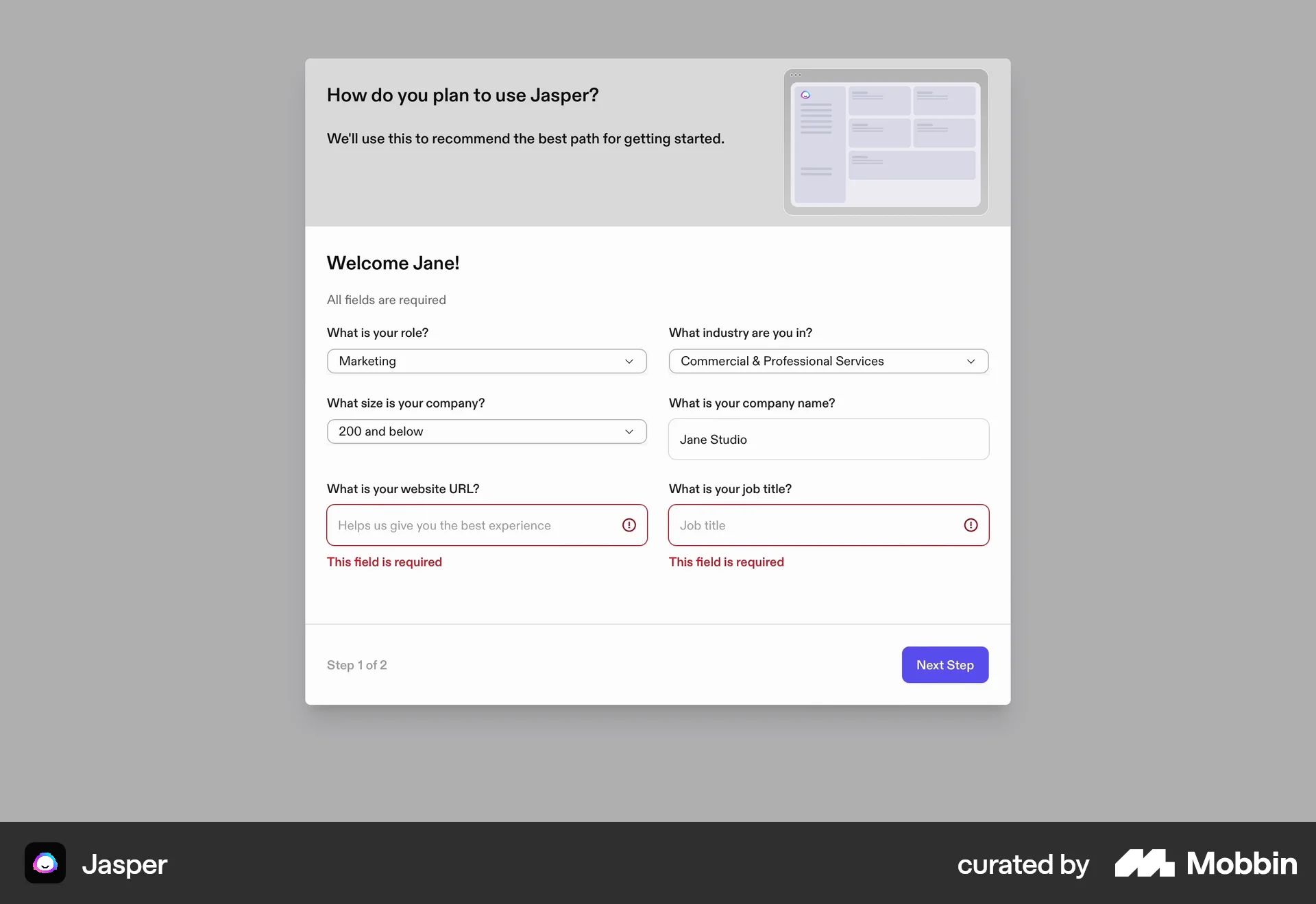 Onboarding on Jasper (web) screen 16