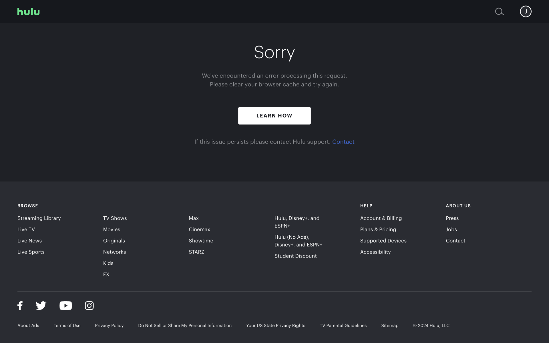Hulu Web Entertainment interface screenshot 3