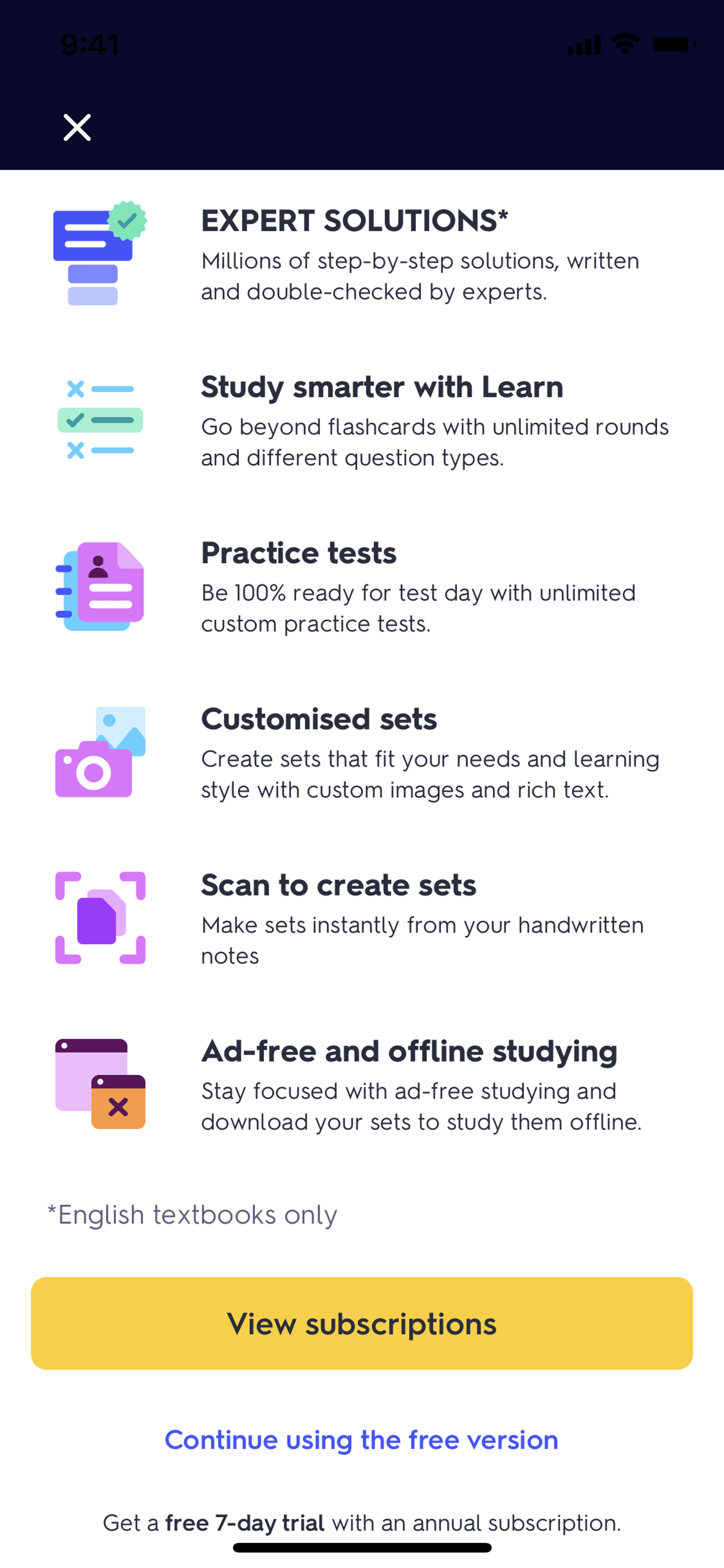 Quizlet iOS Education interface screenshot 15