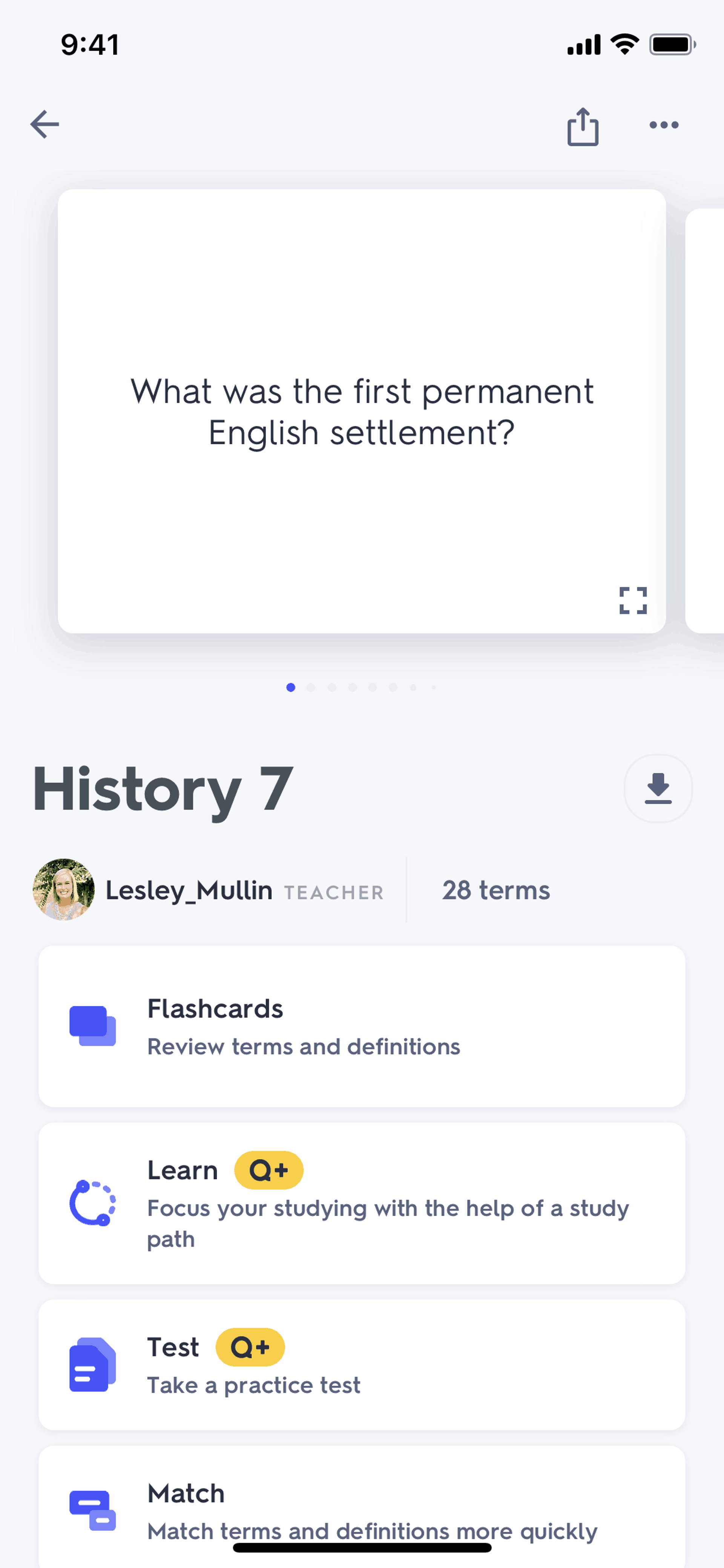Quizlet iOS Education interface screenshot 7