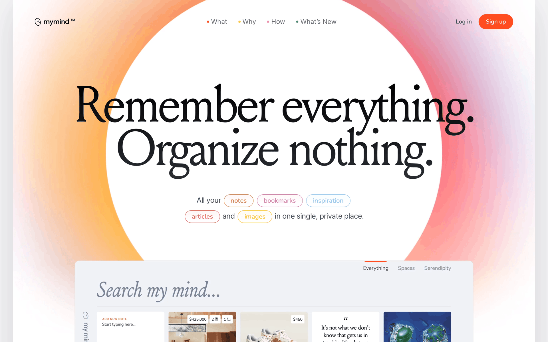 mymind Web Productivity interface screenshot 2