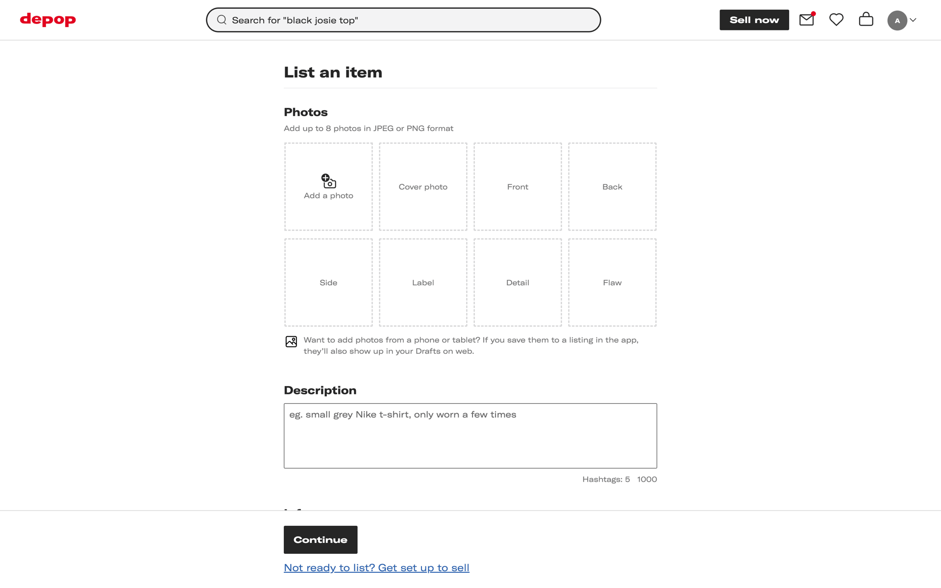 Depop Web Shopping interface screenshot 10