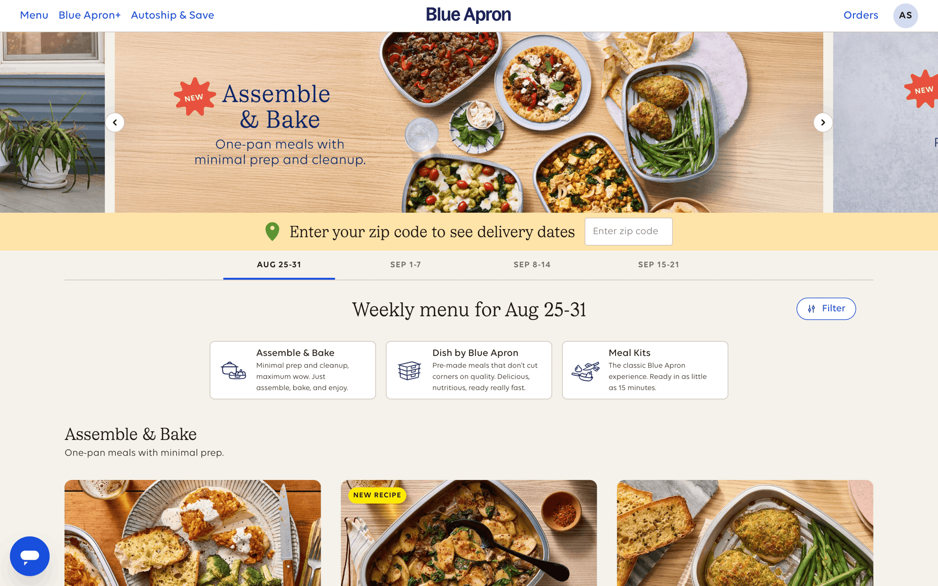 Blue Apron Web Shopping interface screenshot 3