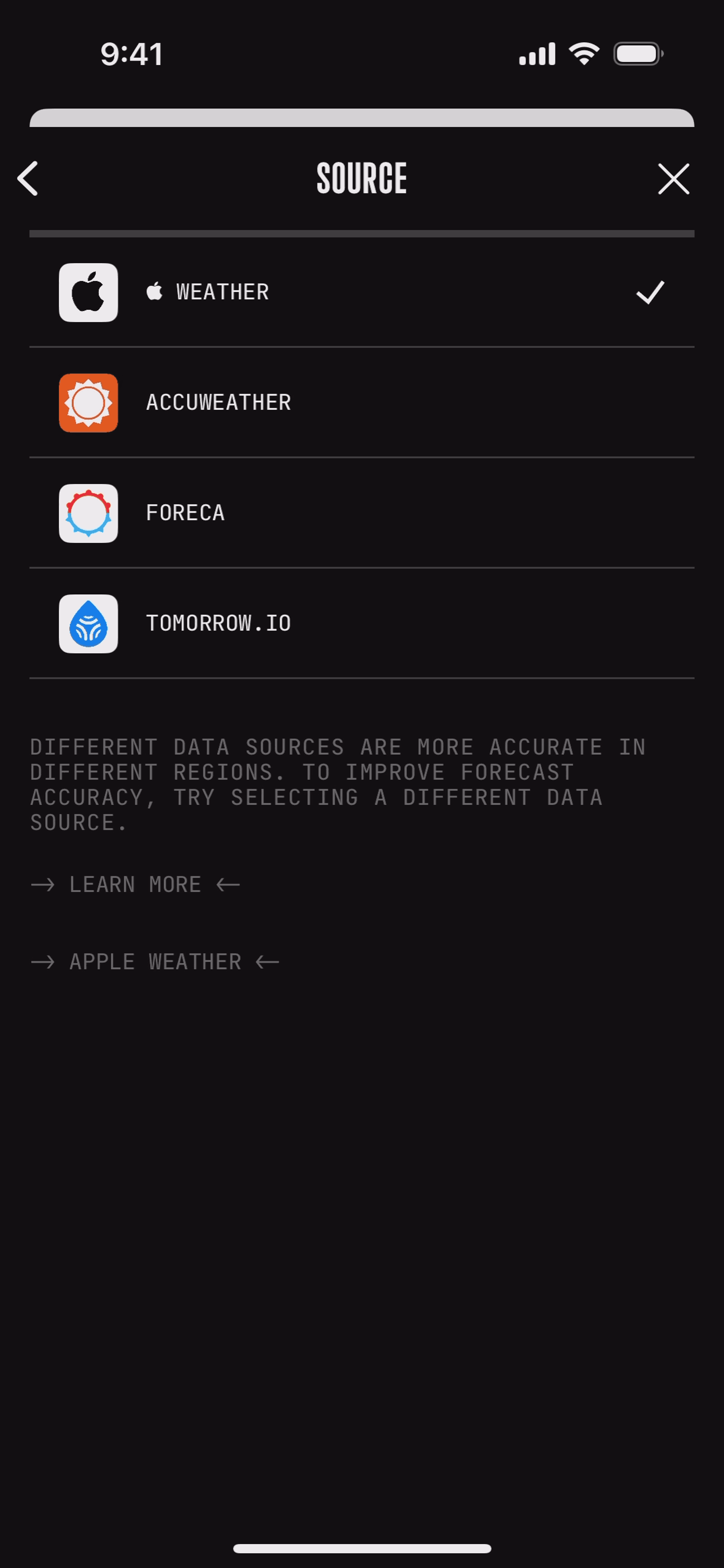 (Not Boring) Weather iOS Utilities interface screenshot 21