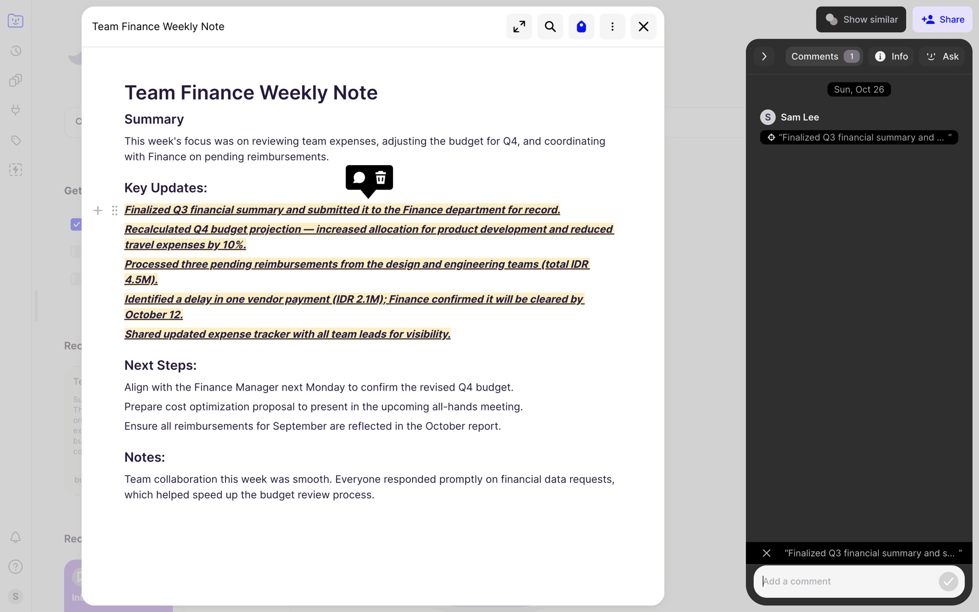 Fabric Web Productivity interface screenshot 2