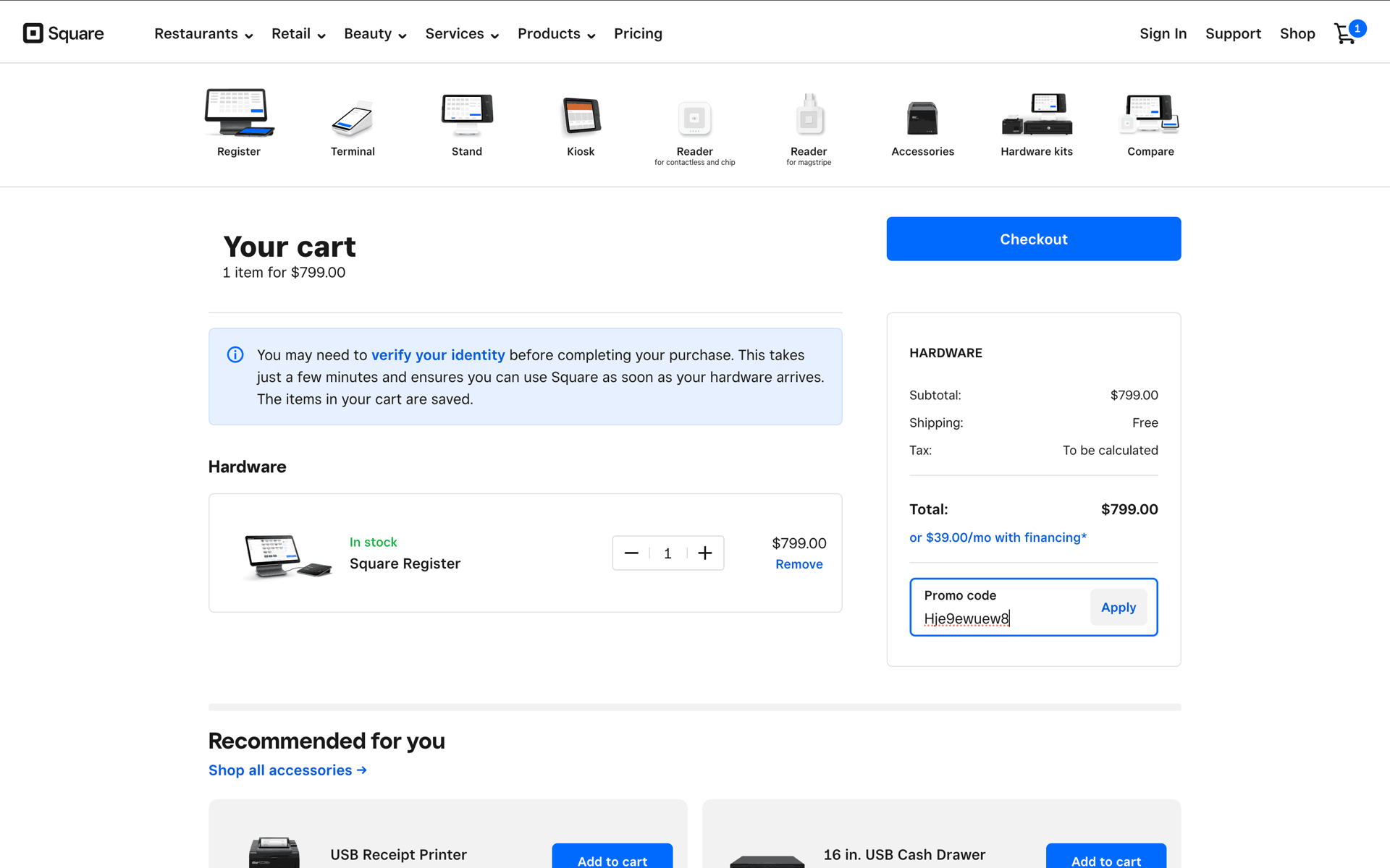 Square Web Finance interface screenshot 15
