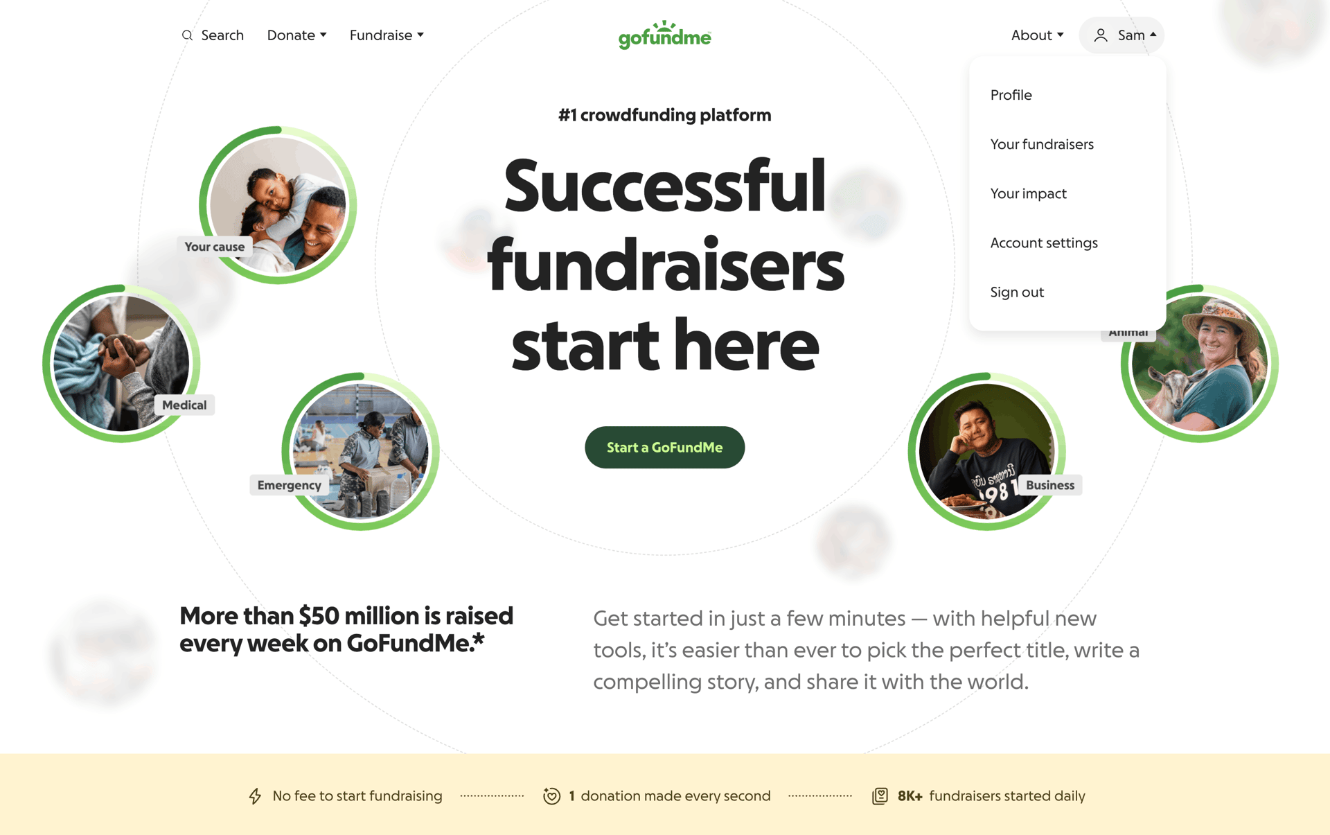 GoFundMe Web Finance interface screenshot 15