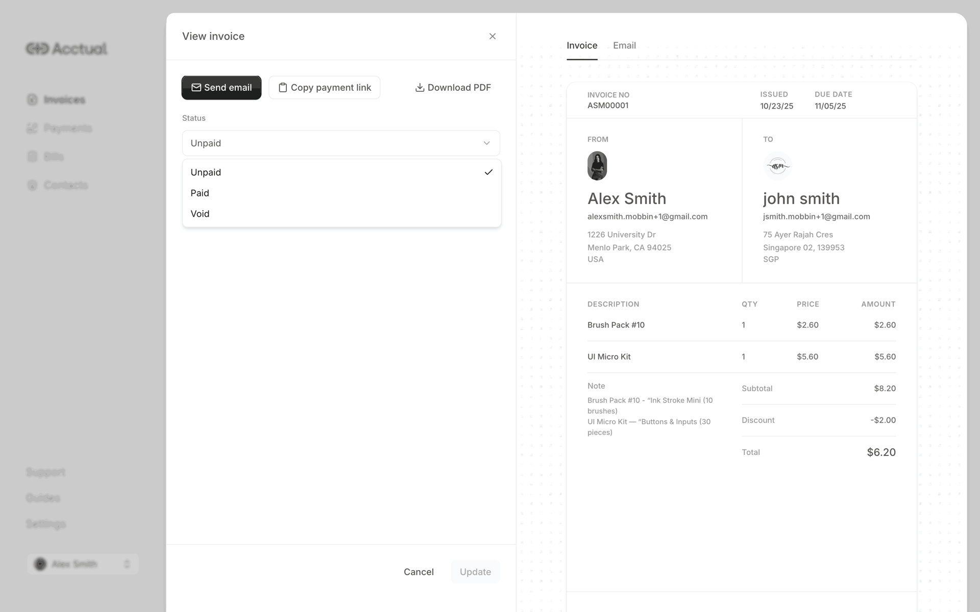 Acctual Web Finance interface screenshot 20