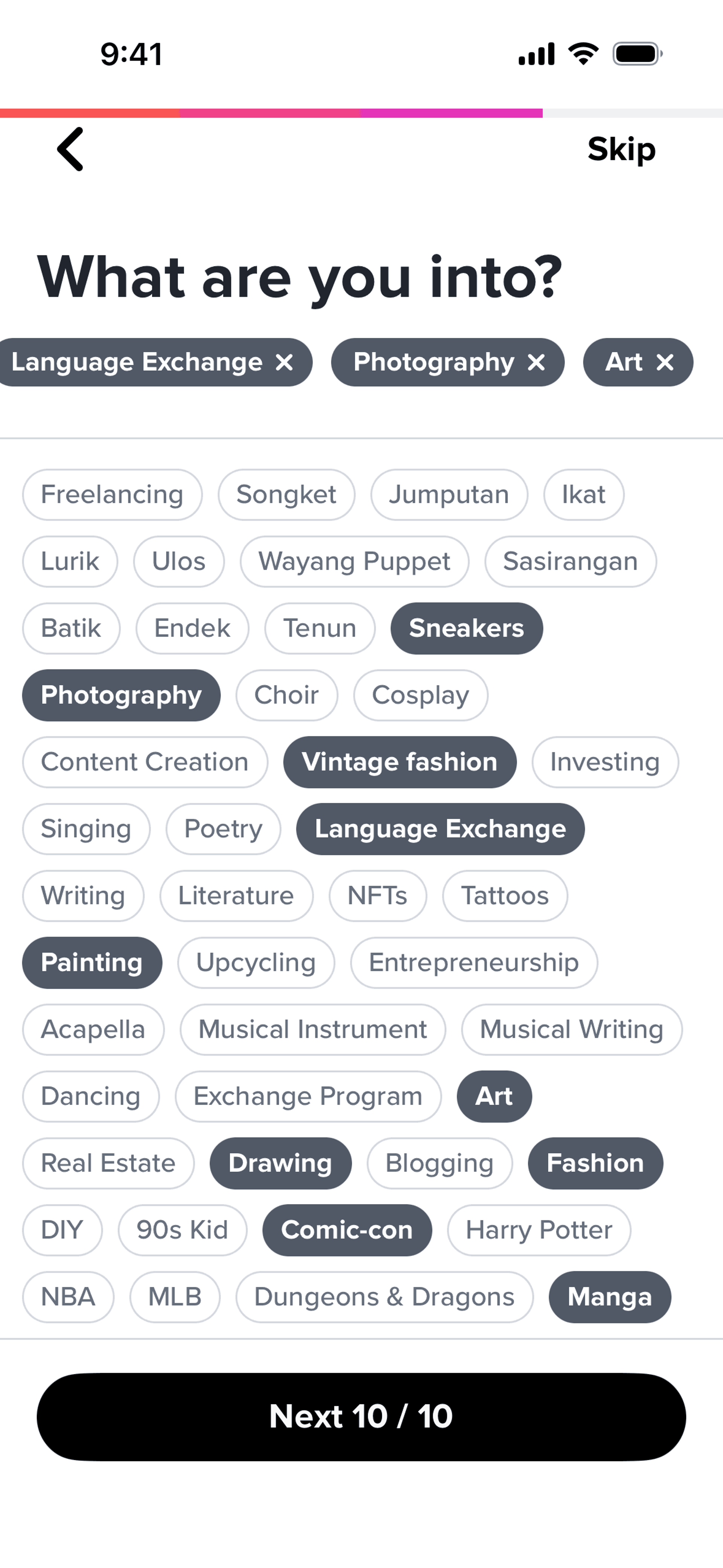 Social Networking app screen 2