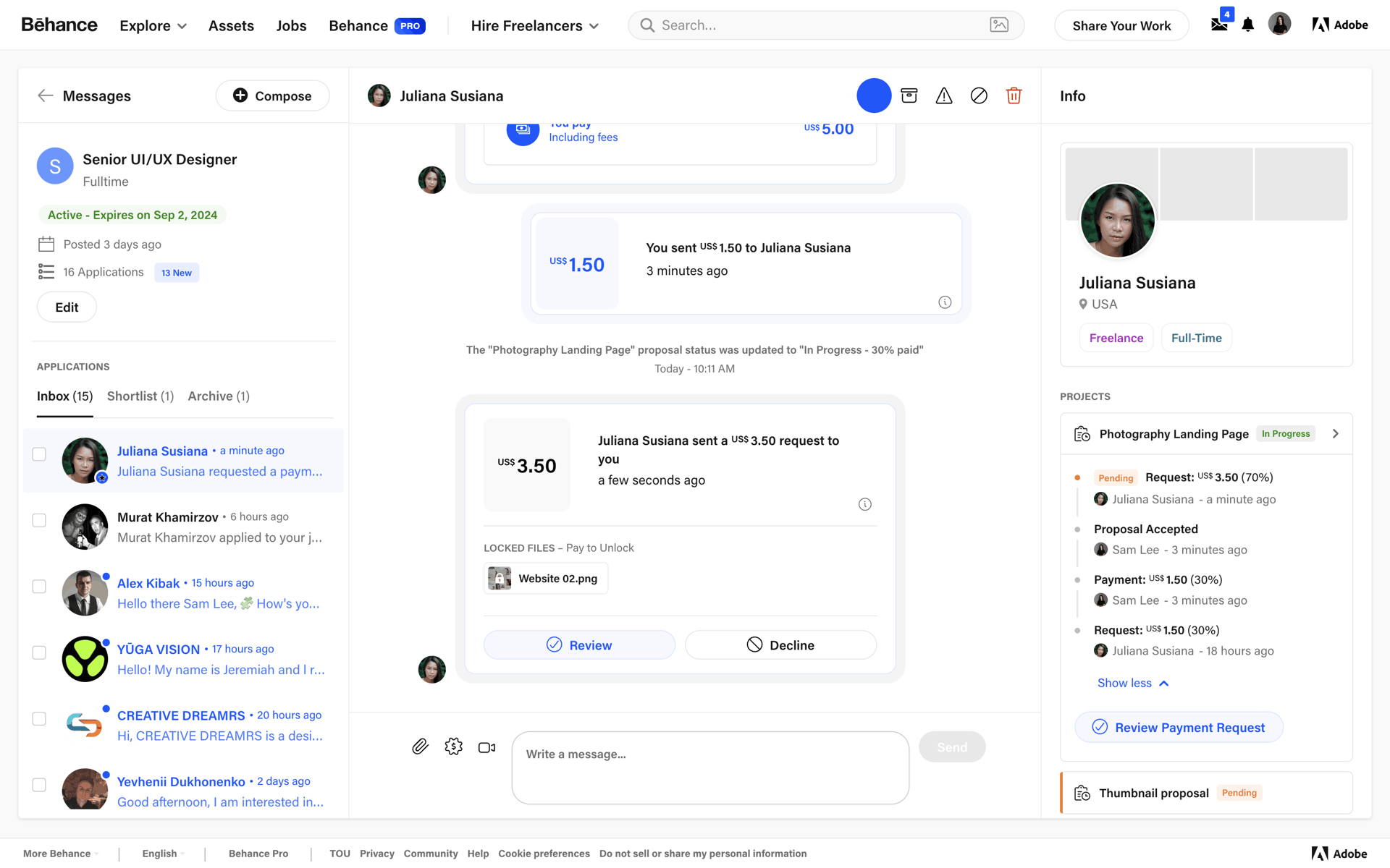 Behance Web Photo & Video interface screenshot 3