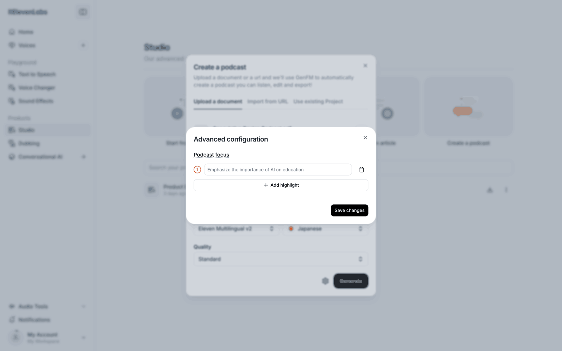ElevenLabs Web AI interface screenshot 17