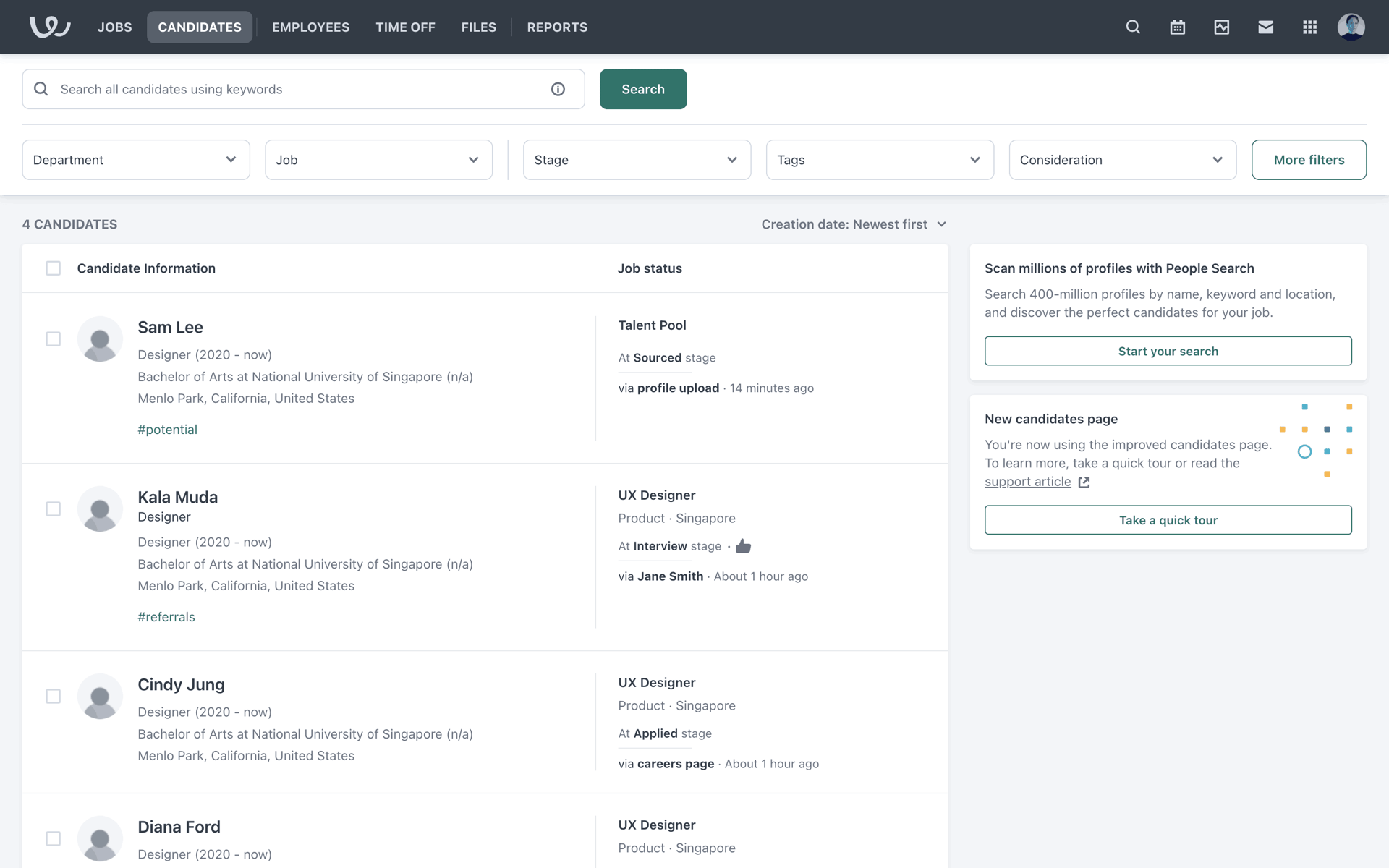 Workable Web AI interface screenshot 15