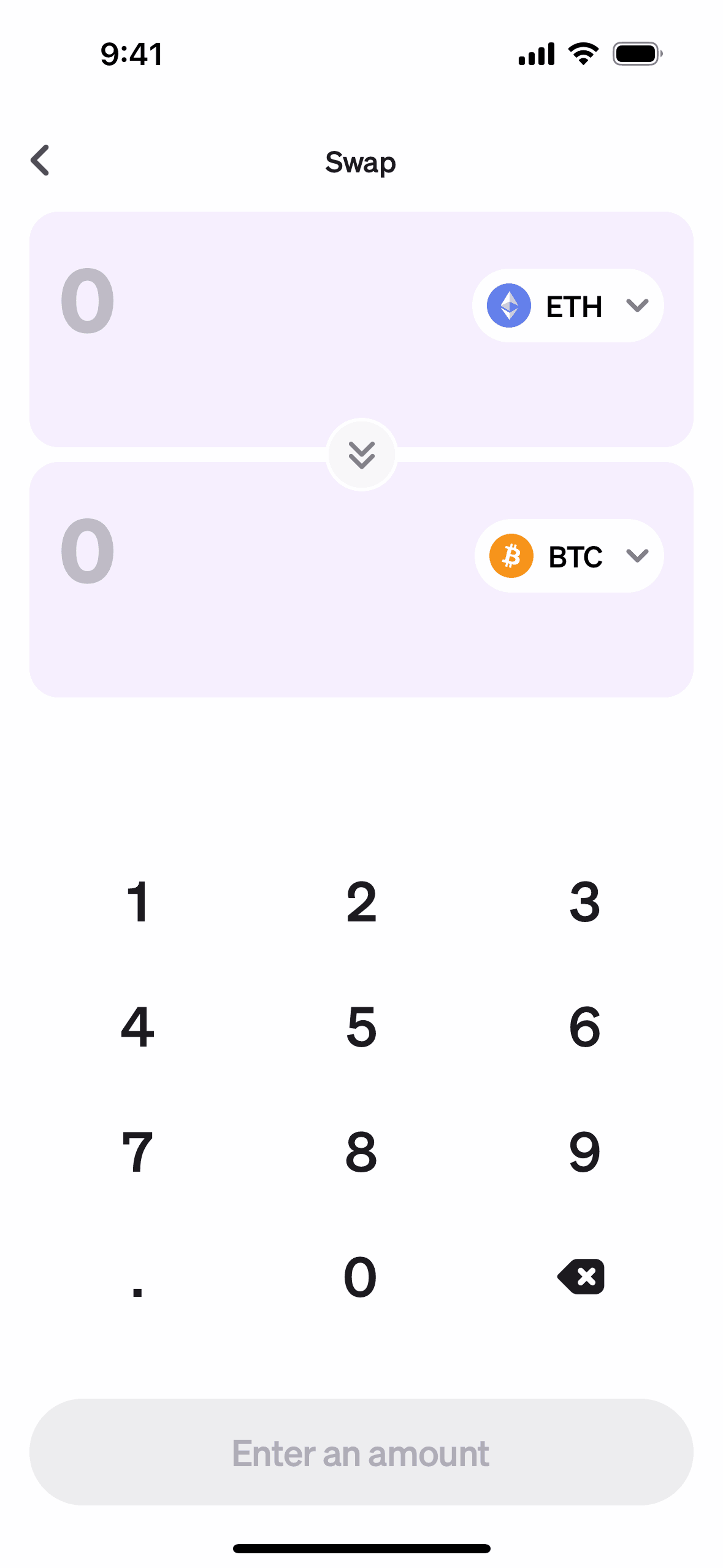 Swapping assets on MoonPay (ios) screen 2