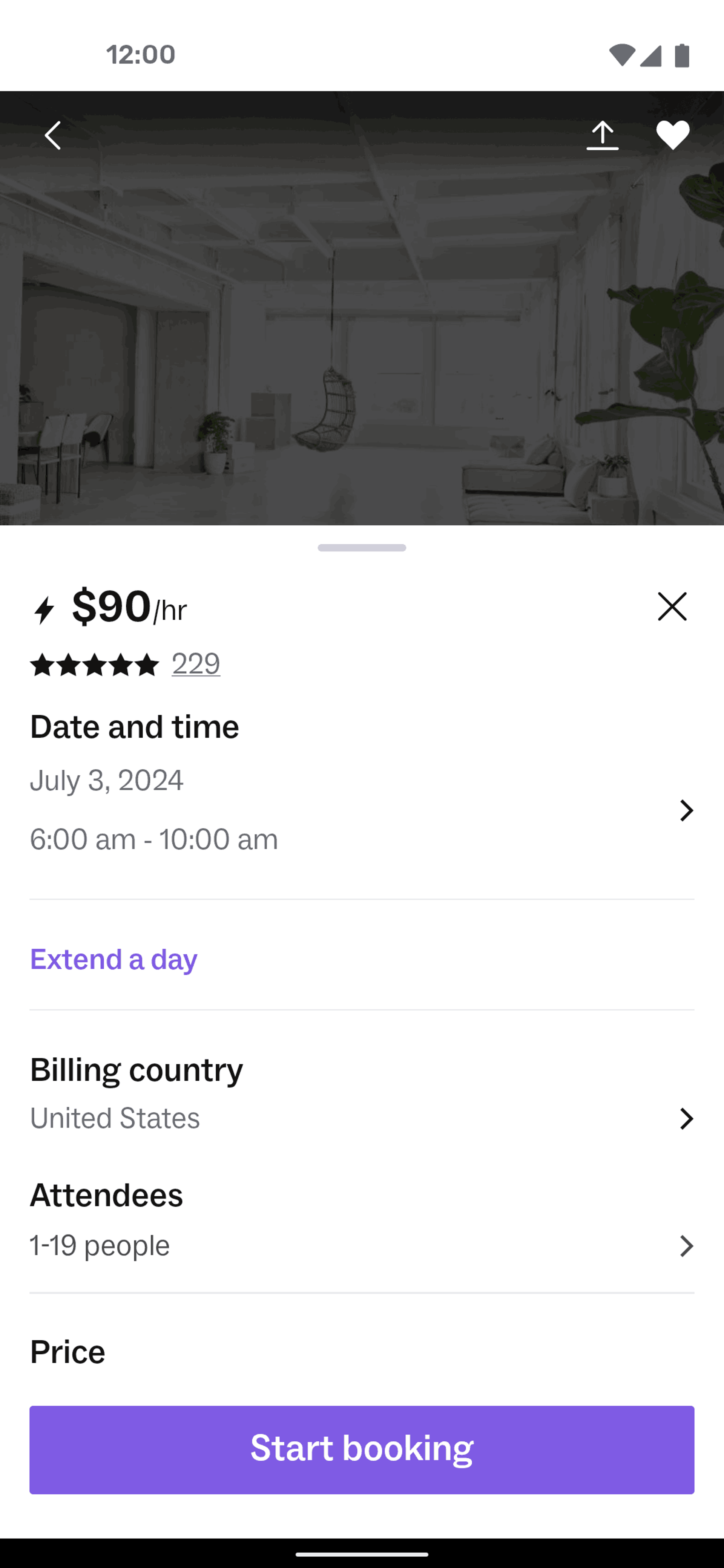 Peerspace Android Lifestyle interface screenshot 3