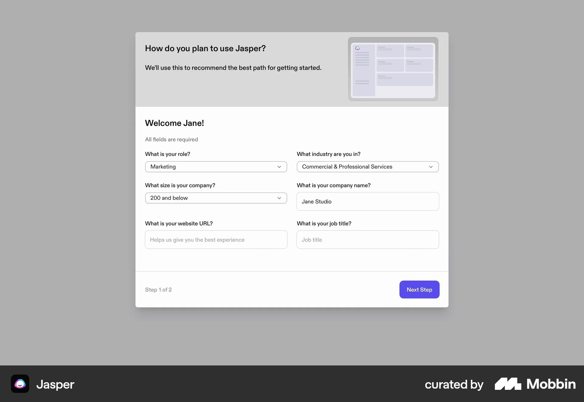 Onboarding on Jasper (web) screen 15