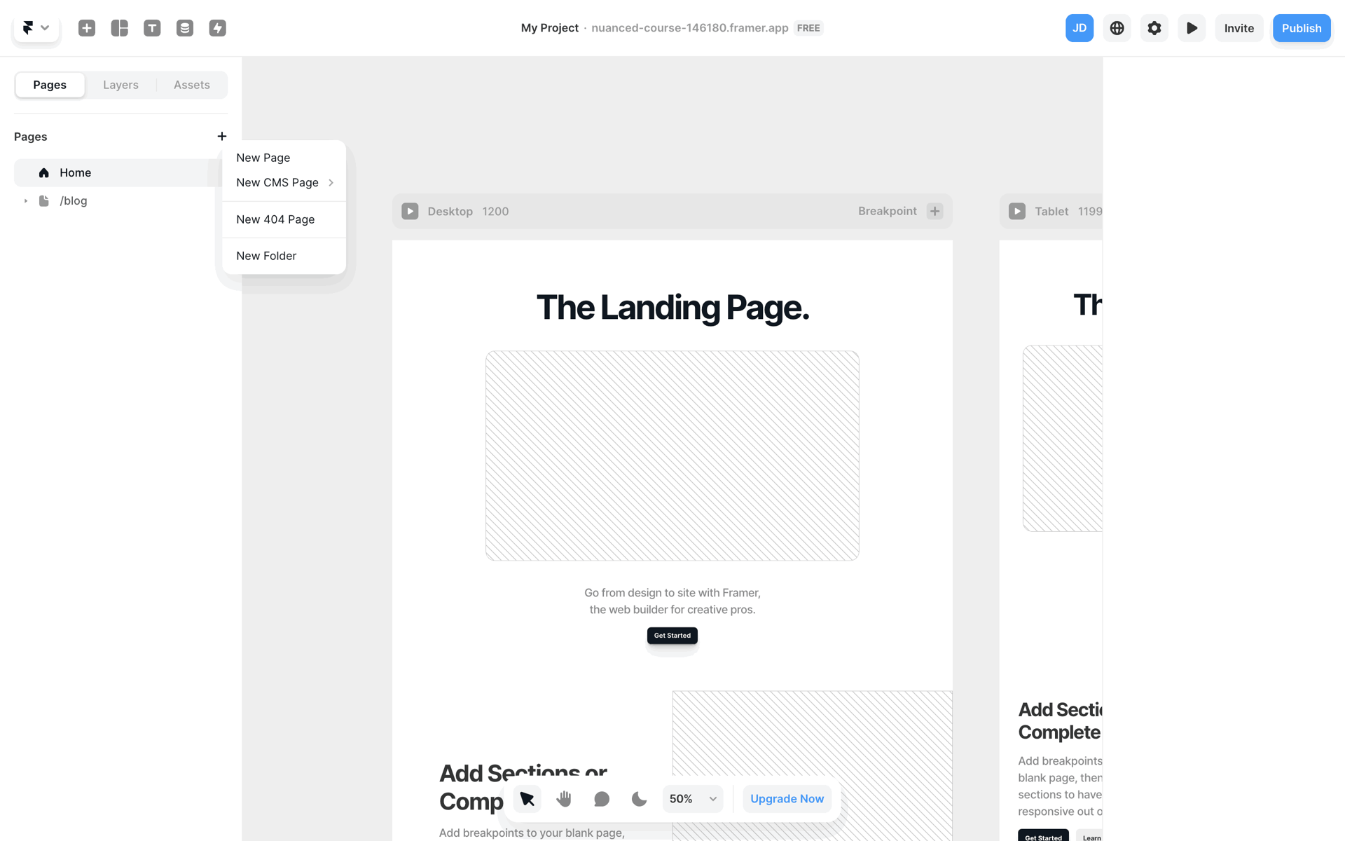 Framer Web AI interface screenshot 11