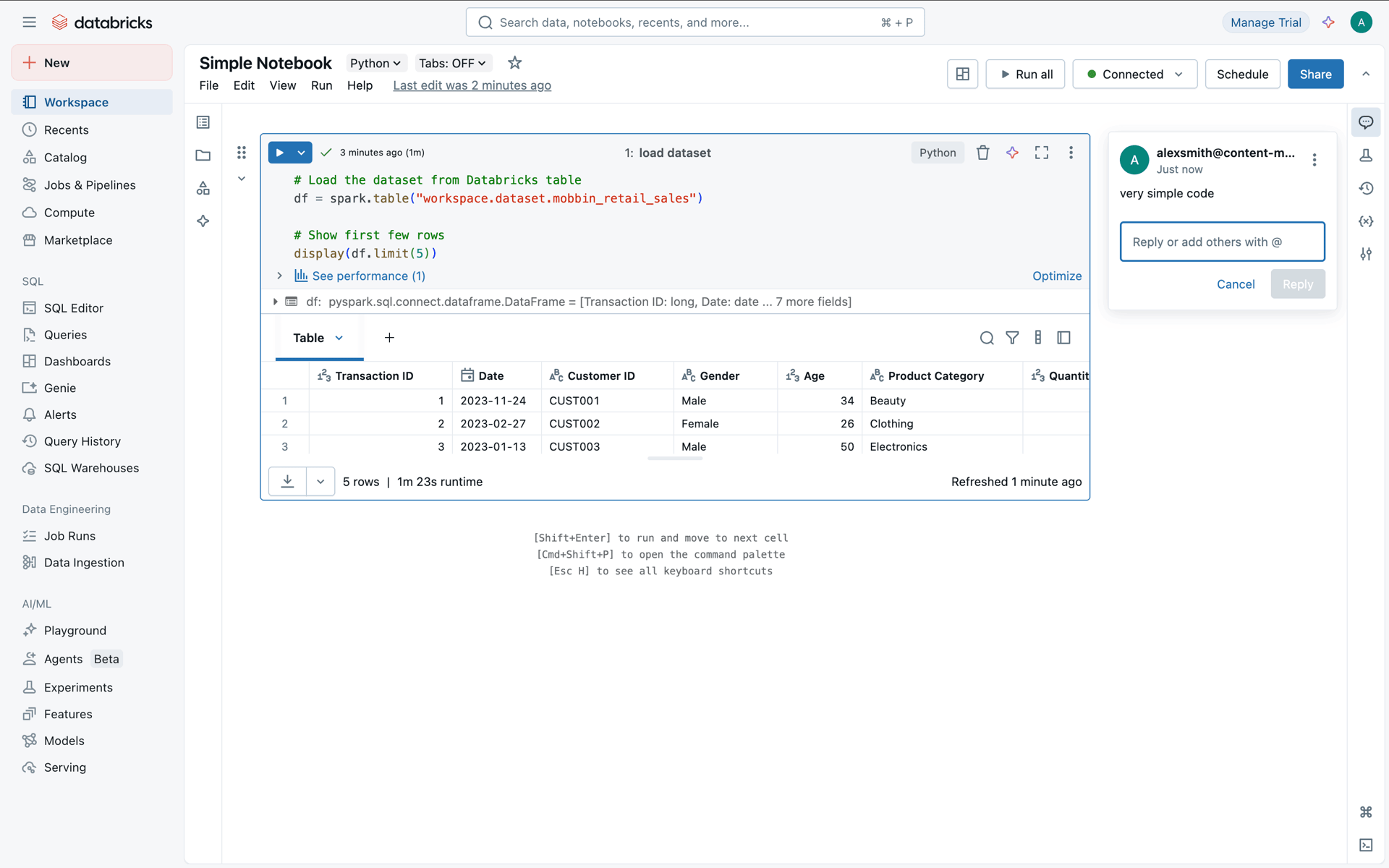 Databricks Web Developer Tools interface screenshot 15