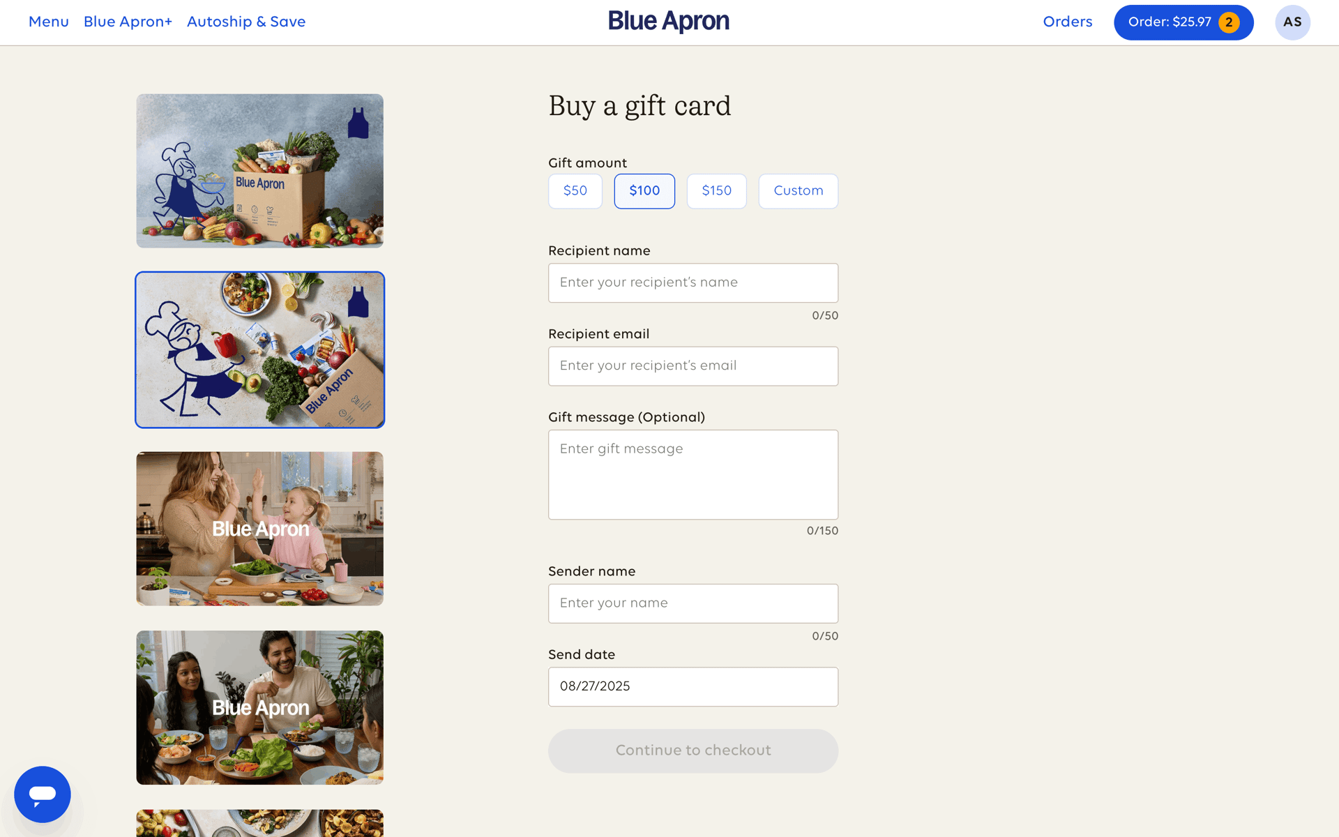 Blue Apron Web Shopping interface screenshot 23