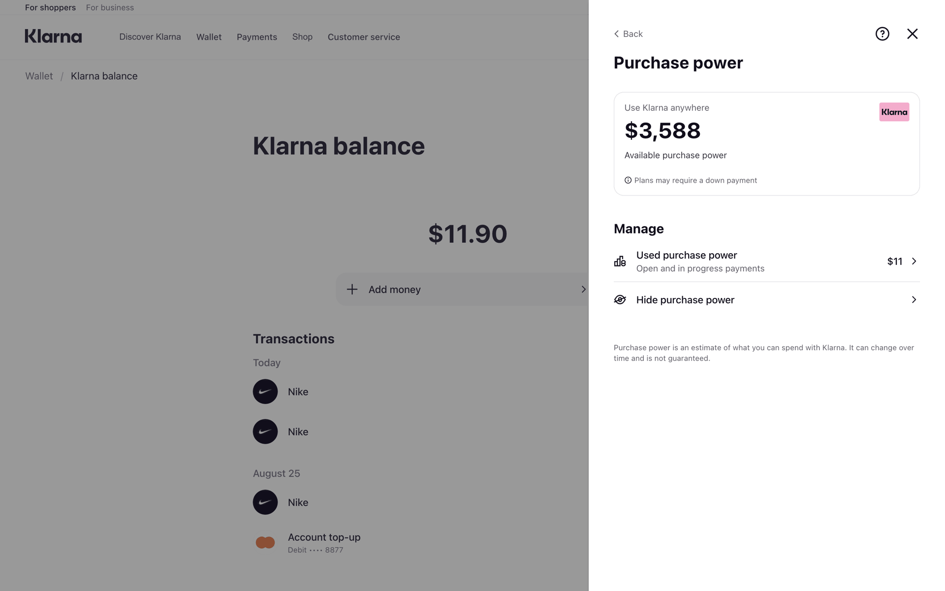 Klarna Web Finance interface screenshot 21