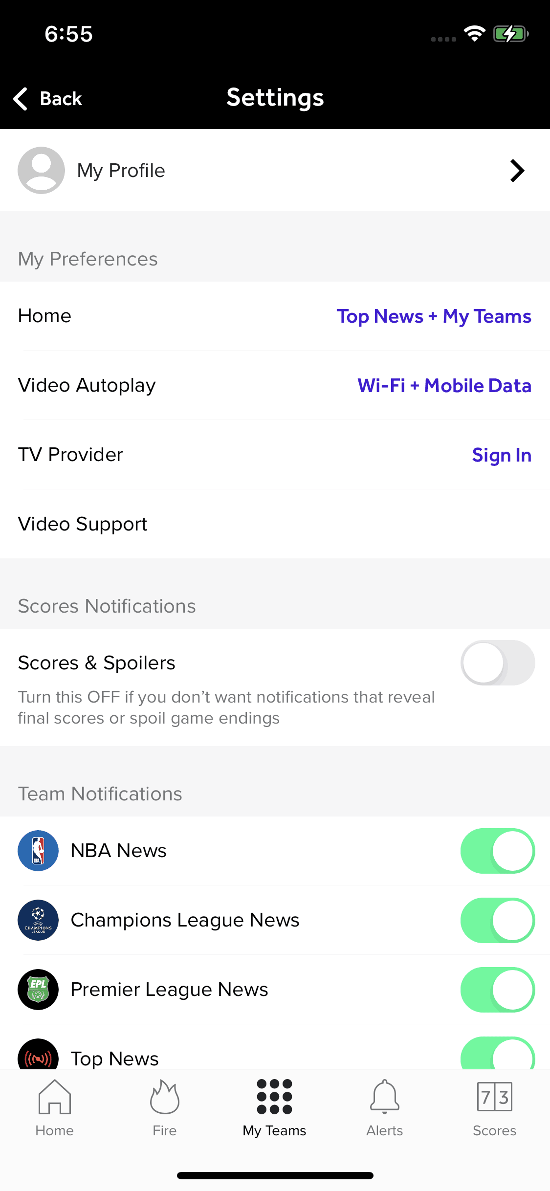 Bleacher Report iOS Sports interface screenshot 7