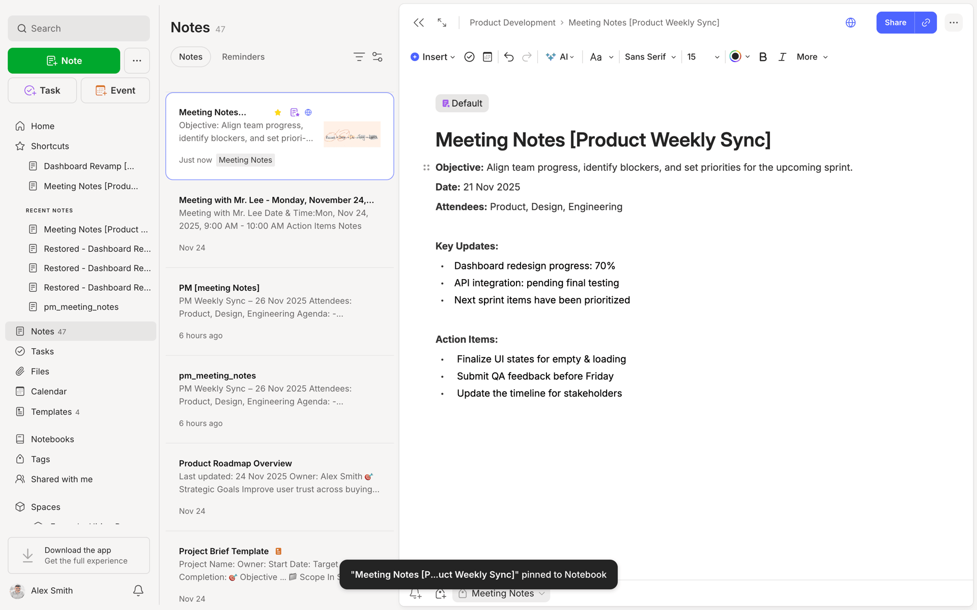 Evernote Web Productivity interface screenshot 16