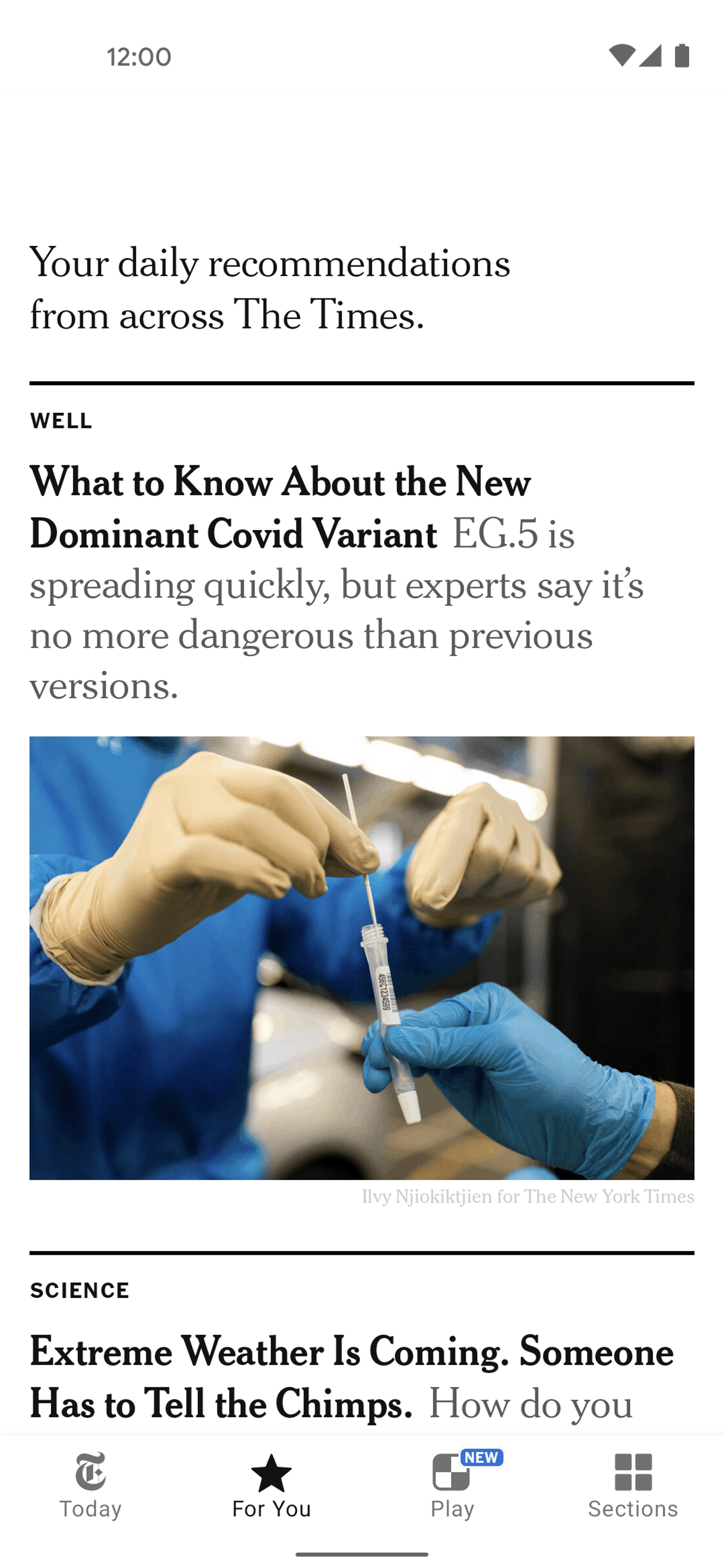 The New York Times Android News interface screenshot 23
