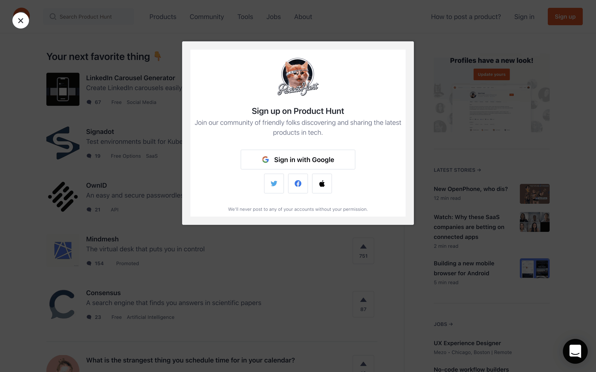 Product Hunt Web Business interface screenshot 6