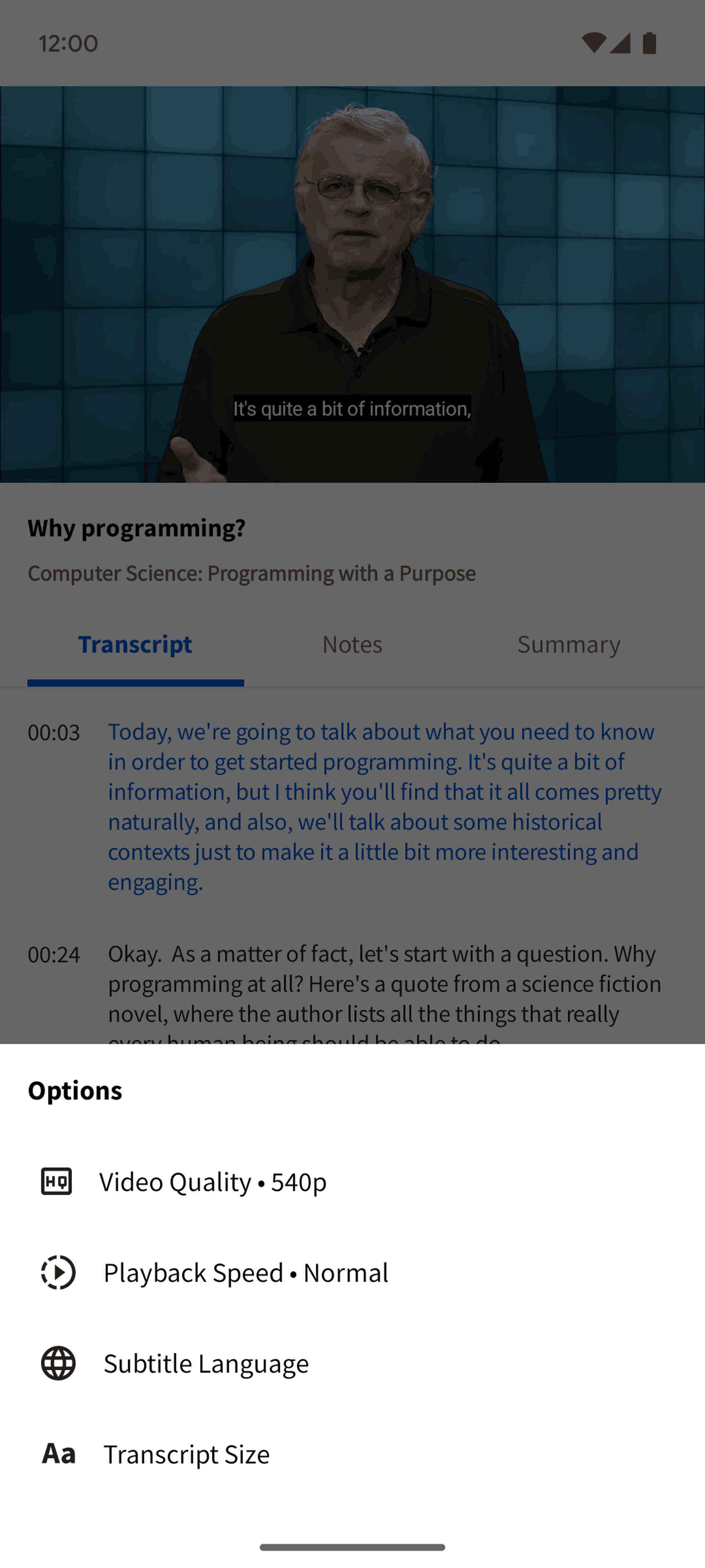 Coursera Android Education interface screenshot 2