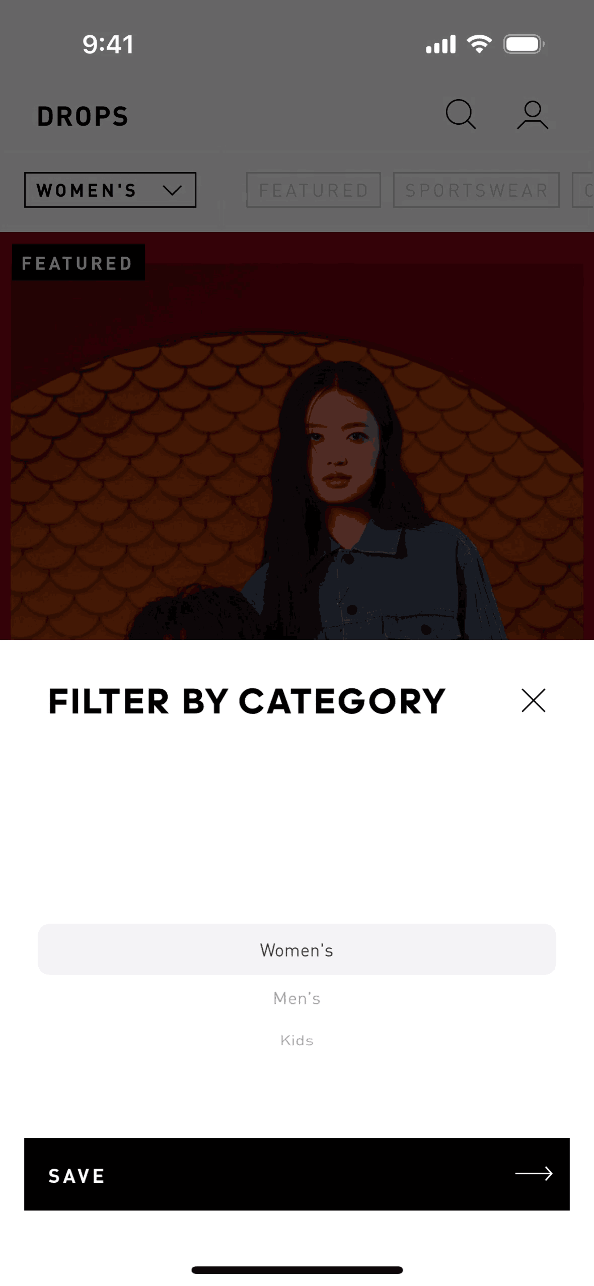 Filtering drops on adidas (ios) screen 2
