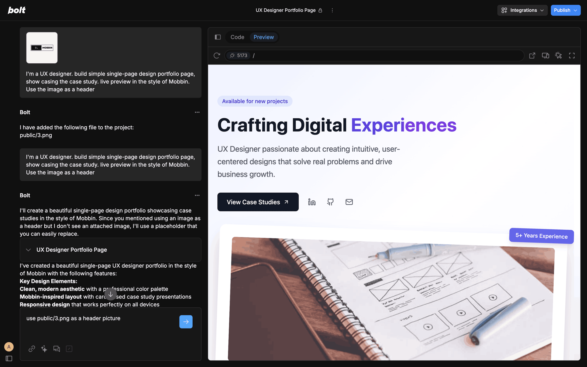 Bolt.new Web Developer Tools interface screenshot 21