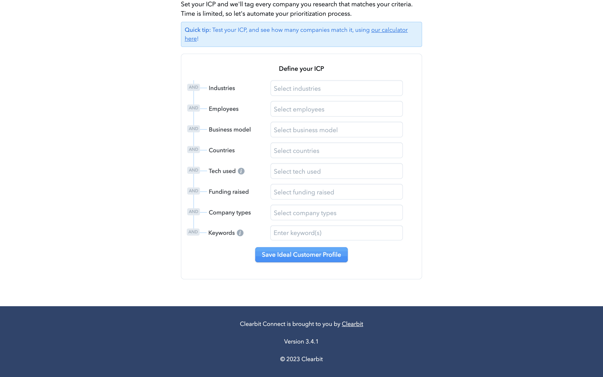 Clearbit Web Business interface screenshot 7