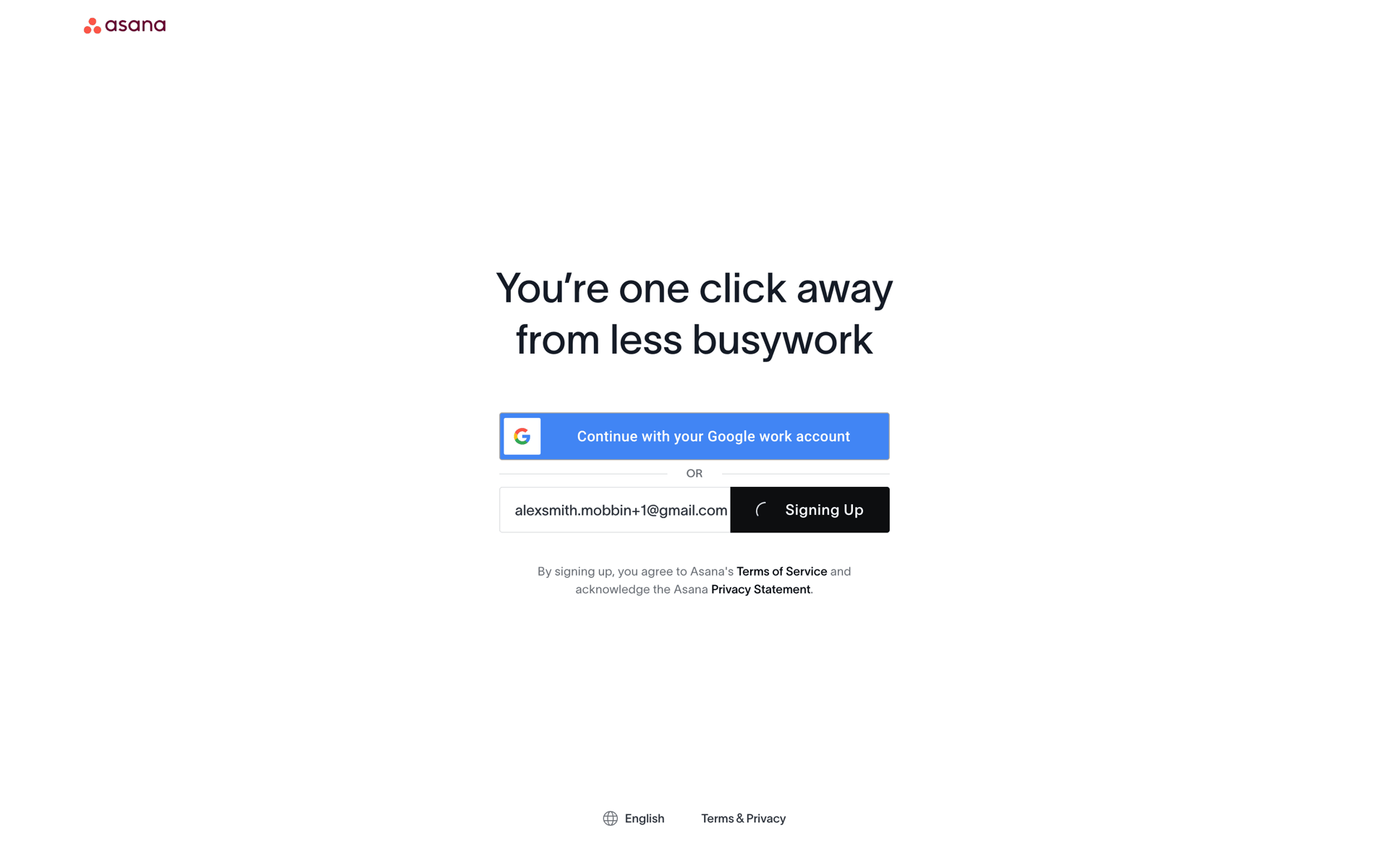Onboarding on Asana (web) screen 4
