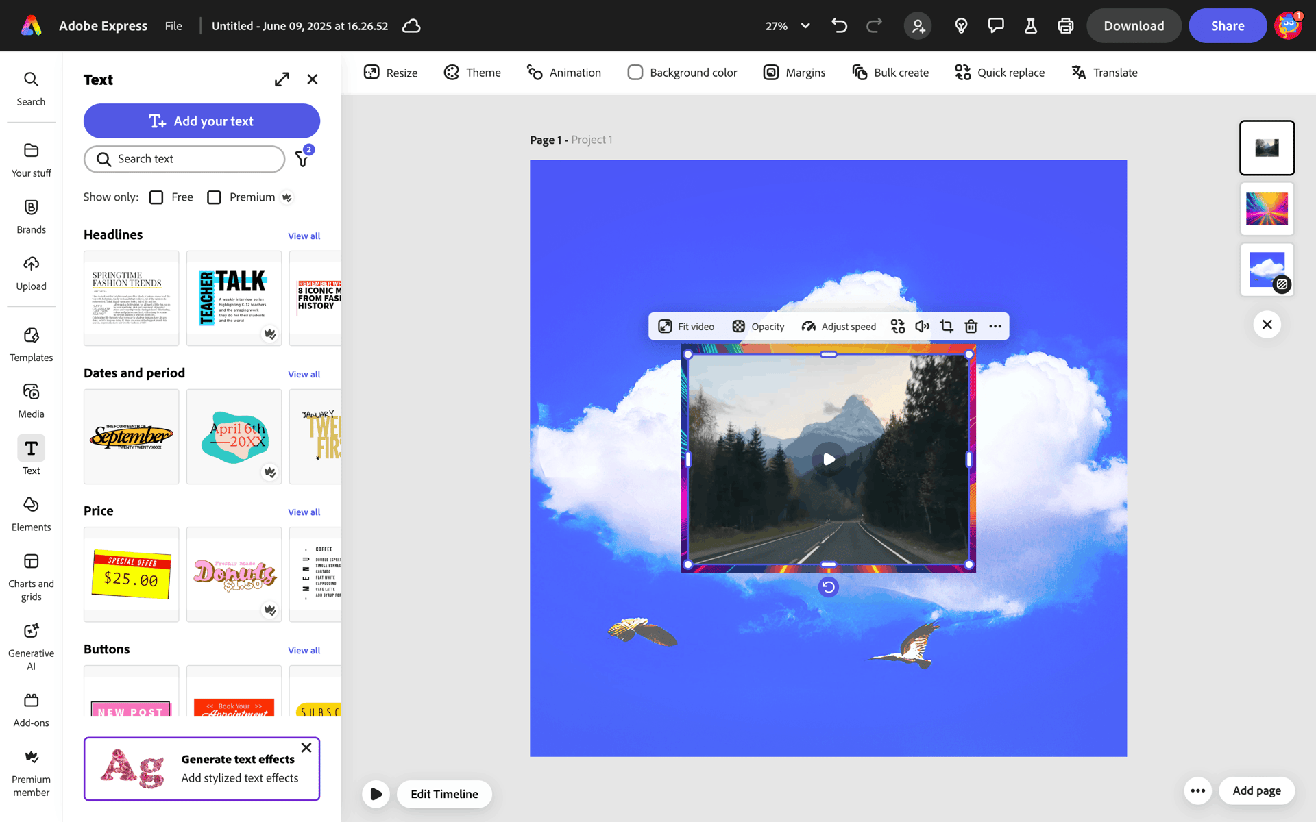 Adobe Express Web AI interface screenshot 10