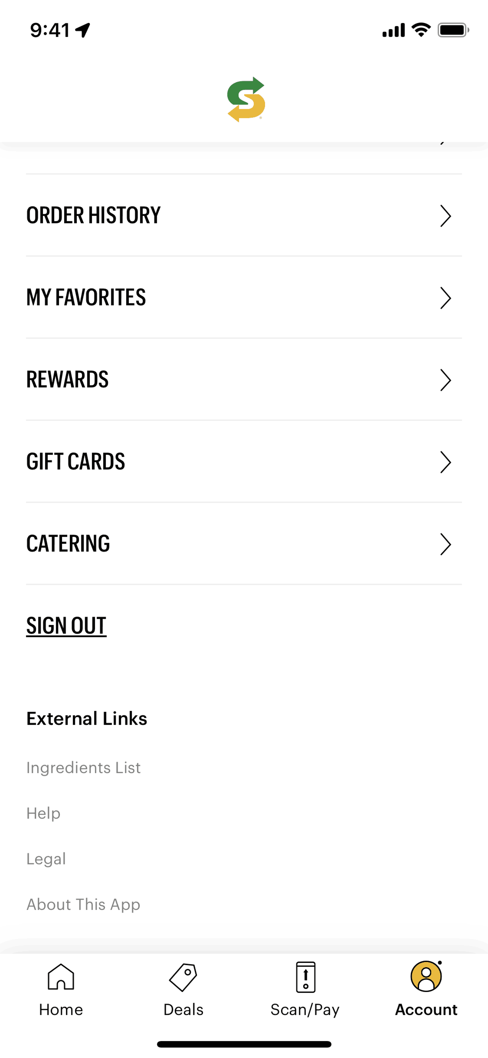 Subway iOS Food & Drink interface screenshot 13